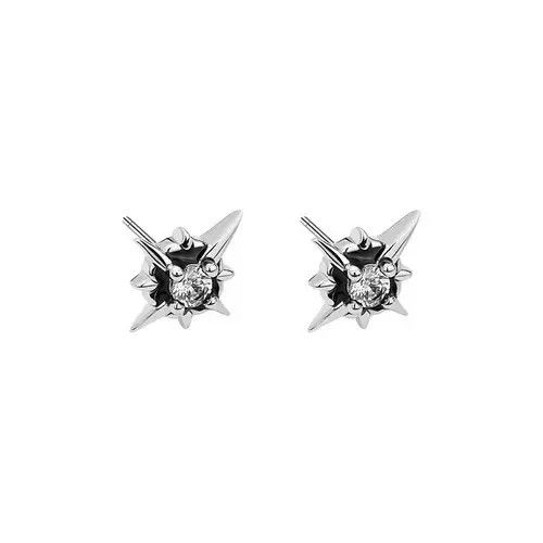 Jewelry Crystal Stone Earrings Gothic Punk Chrome Jewelry Star Spike Size ONE SIZE - 4 Thumbnail