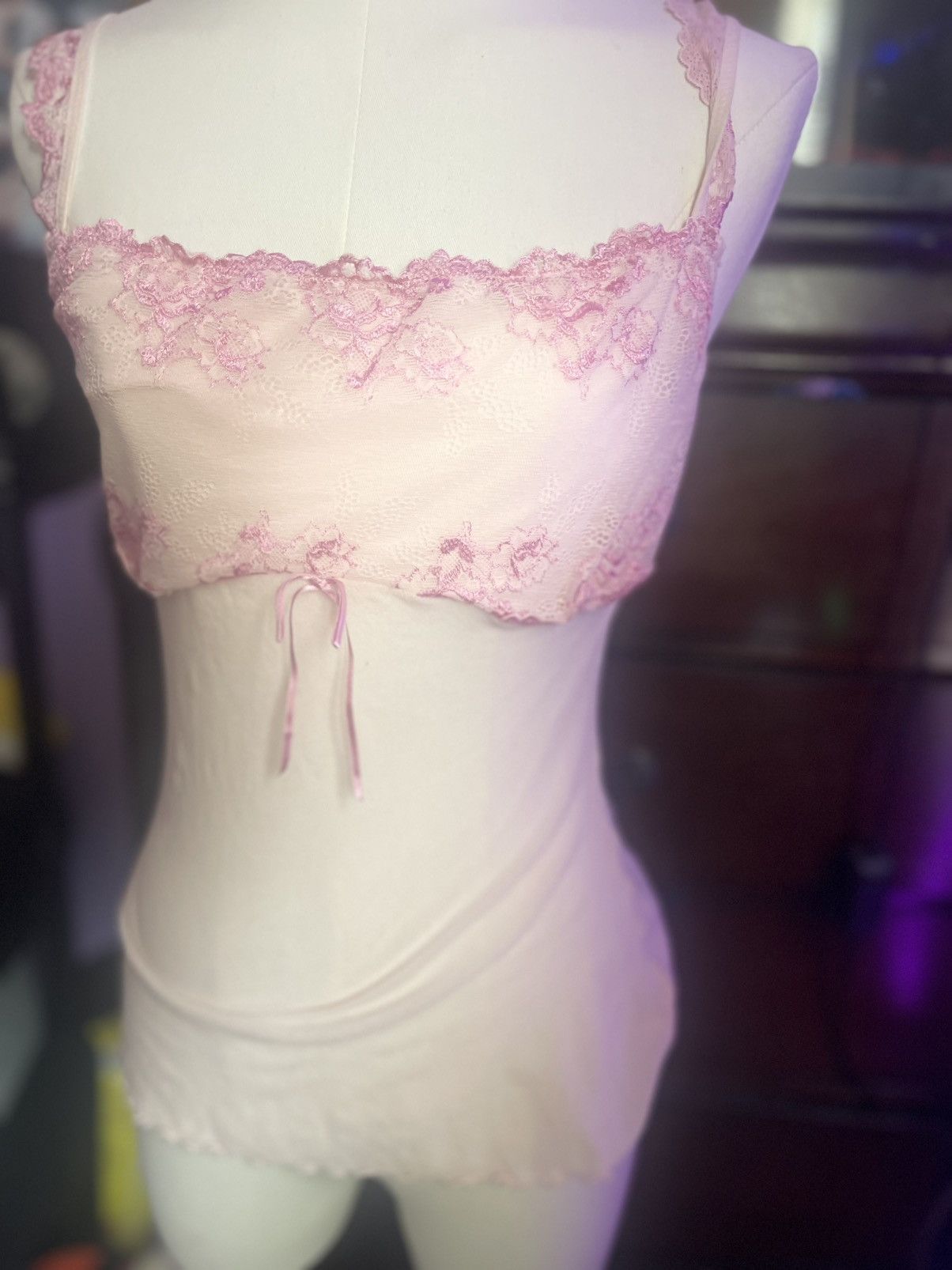 Other Vintage Baby Pink Gilligan O Malley Mesh cami top. Size XL / US 12-14 / IT 48-50 - 3 Thumbnail