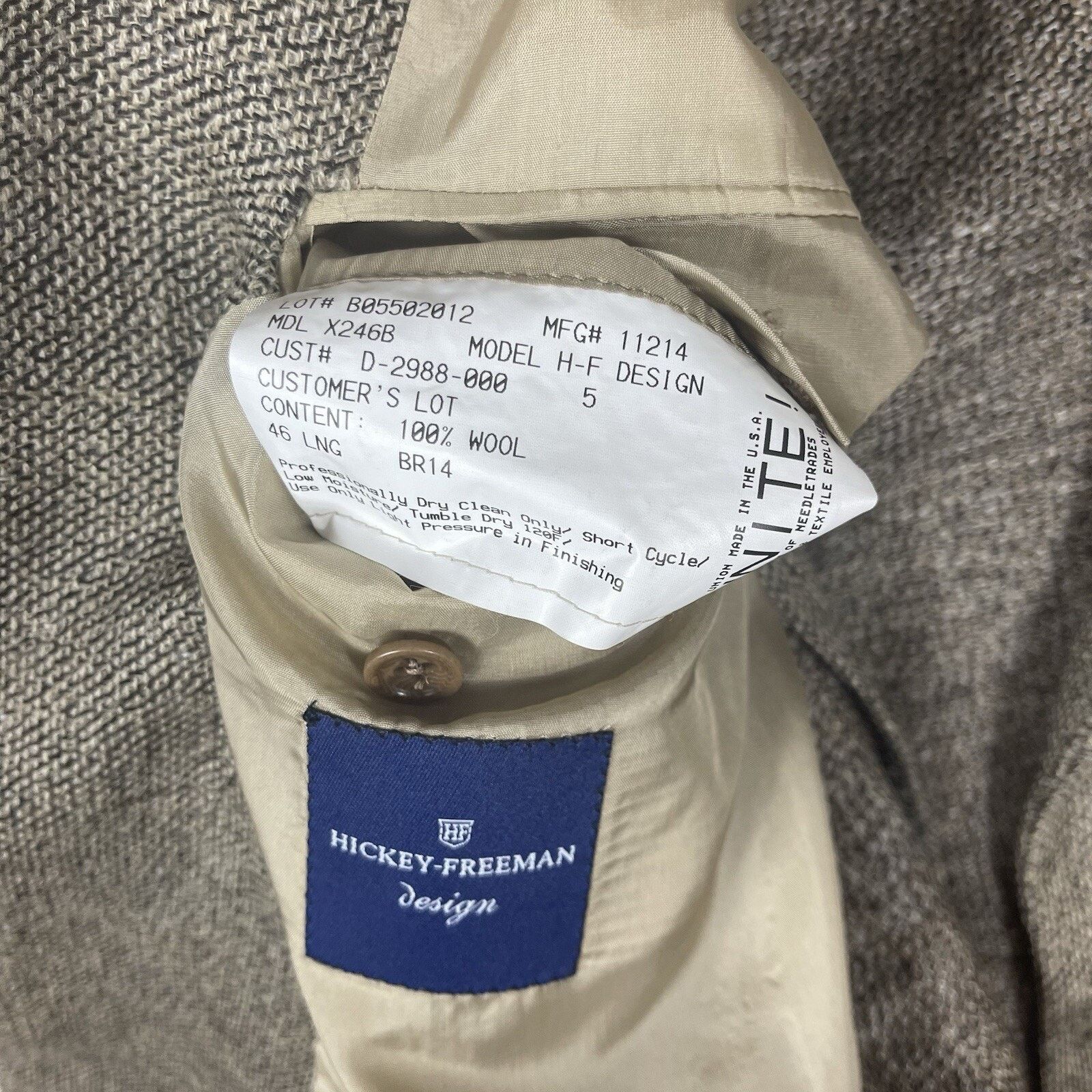 Hickey Freeman Hickey Freeman Design 100% Wool Blazer USA Made 46" Long Size 46L - 11 Thumbnail