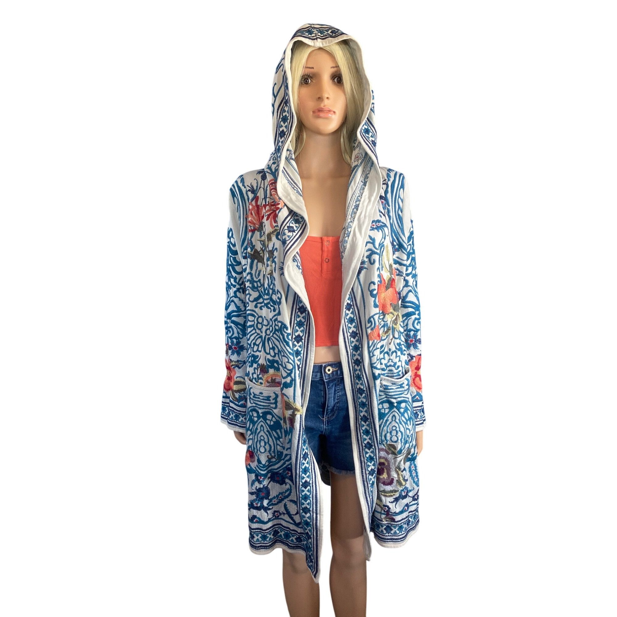 Johnny Was NWT Johnny Was Hooded Duster Embroidered Open Cardigan Small Size S / US 4 / IT 40 - 13 Thumbnail