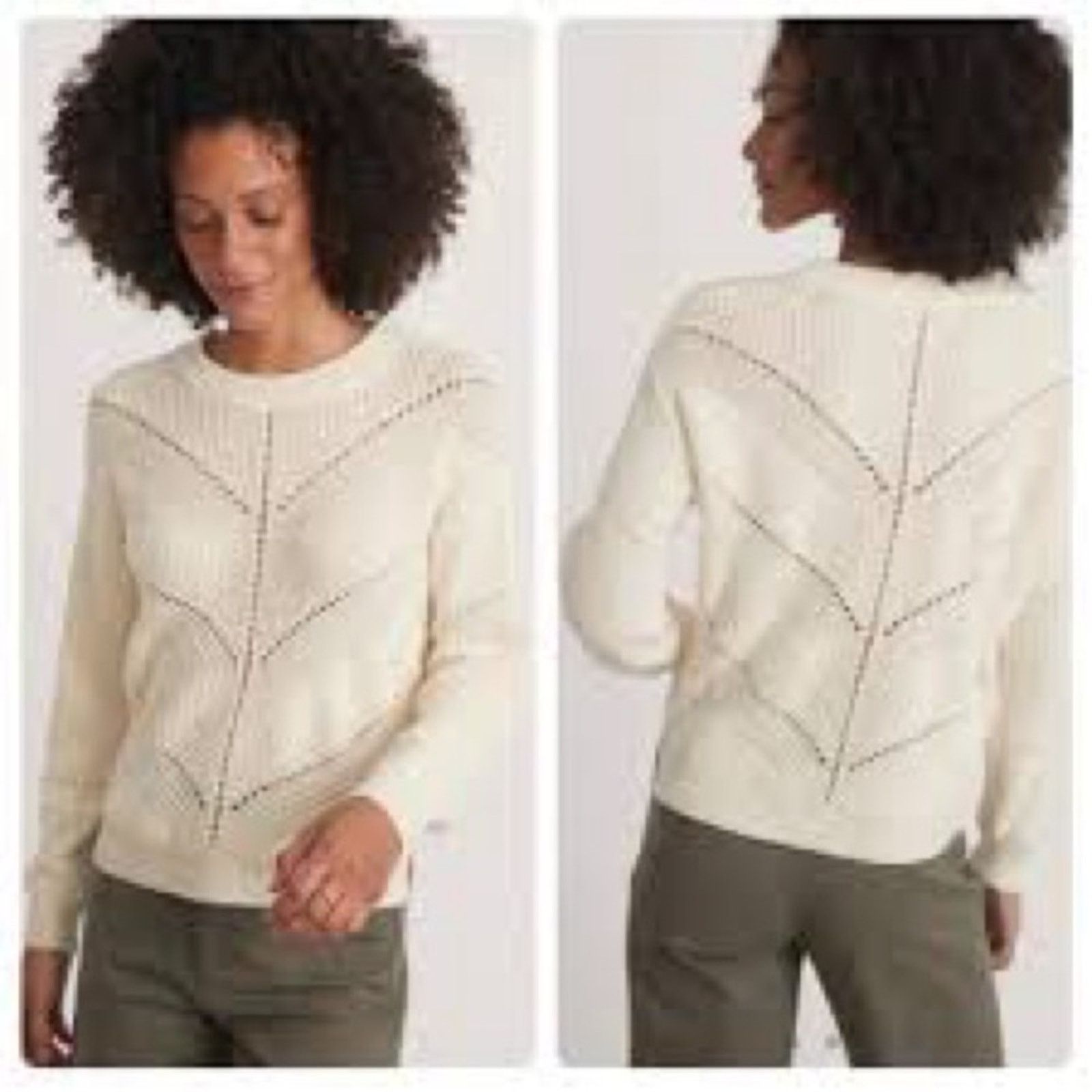 Marine Layer Marine Layer Olivia Sweater Womens XS Cream‎ Crew Neck EUC Size XS / US 0-2 / IT 36-38 - 6 Thumbnail