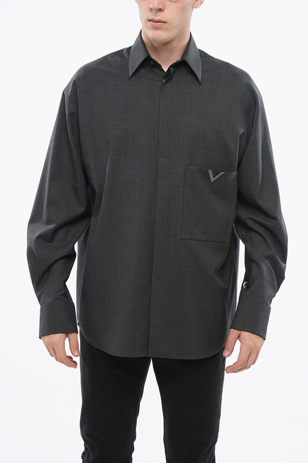 og1mm0925 Loose Fit Virgin Wool Shirt in Grey