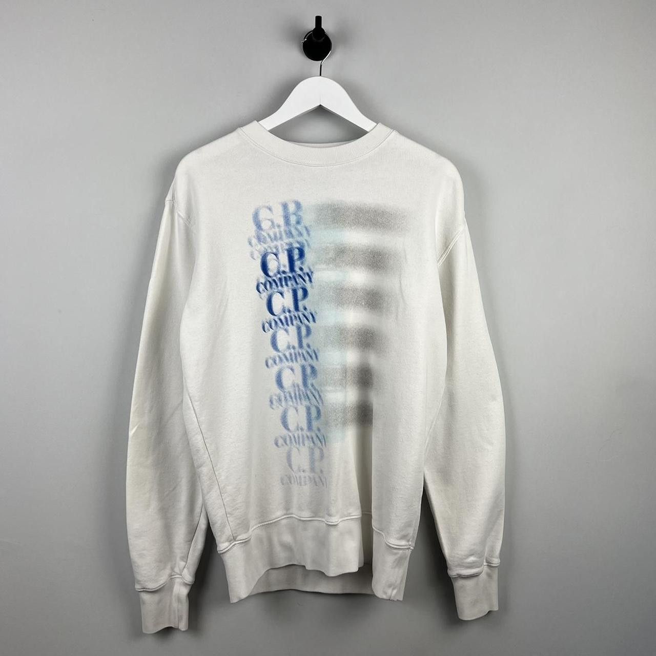 image of C P Company Cp Company Fade Logo Sweatshirt in White, Men's (Size Medium)