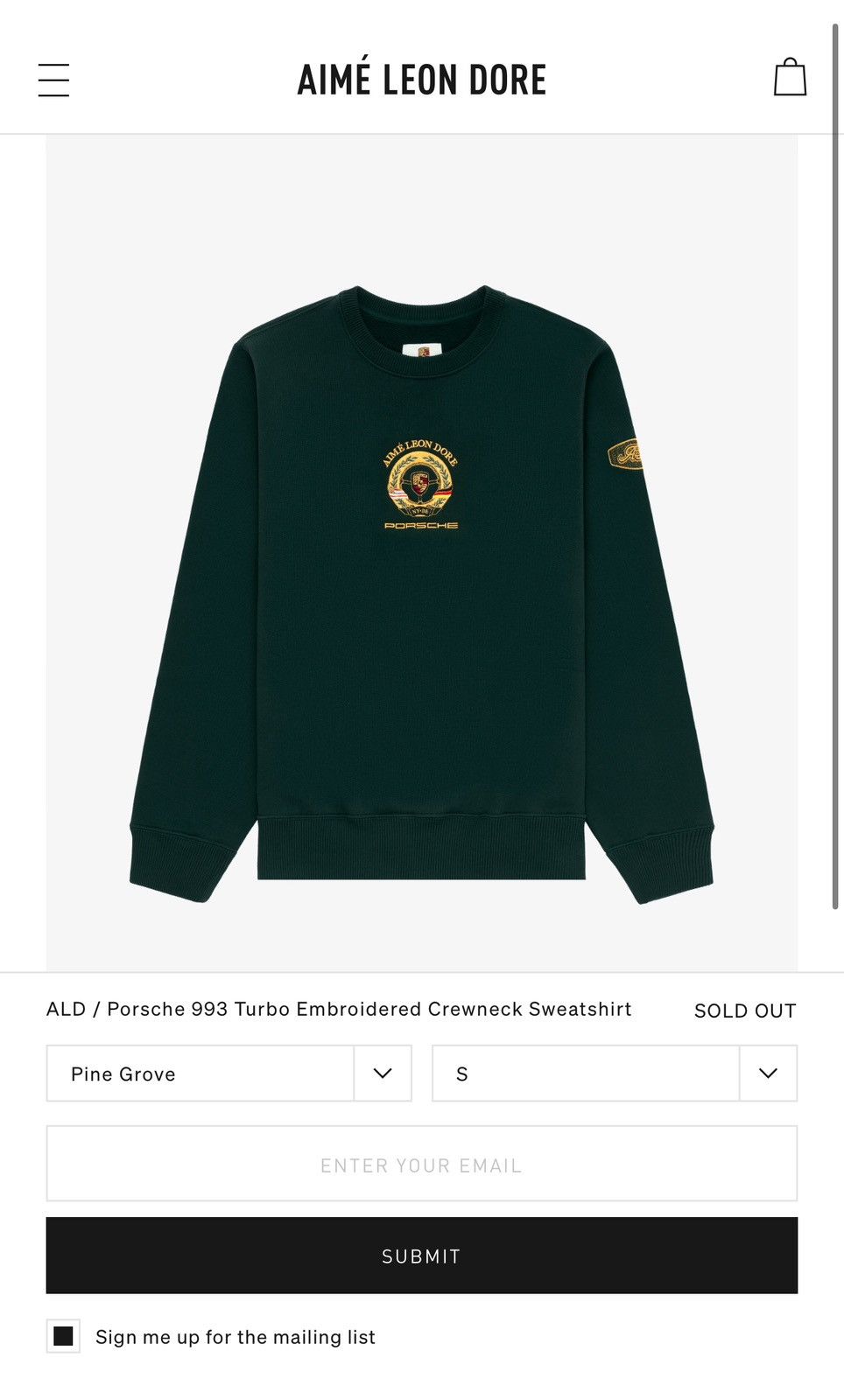 Aime Leon Dore × Porsche Design ALD / Porsche 993 Turbo Embroidered Crewneck Sweatshirt Size US S / EU 44-46 / 1 - 1 Thumbnail