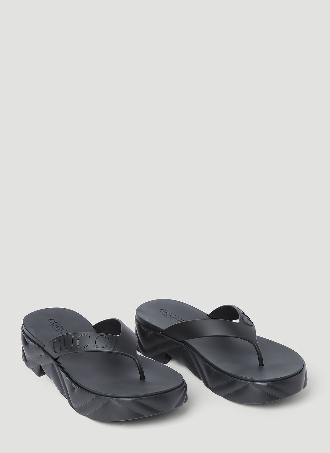Gucci o1s1wg110425 Women's Thong Platform Sandals in Black Size US 7 / IT 37 - 2 Thumbnail