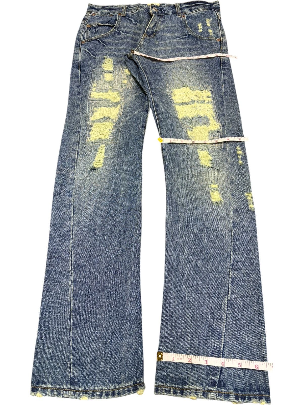 Kapital Vintage Japanese Brand Buckle Back Sashiko Distress Jeans Size 31" - 8 Thumbnail