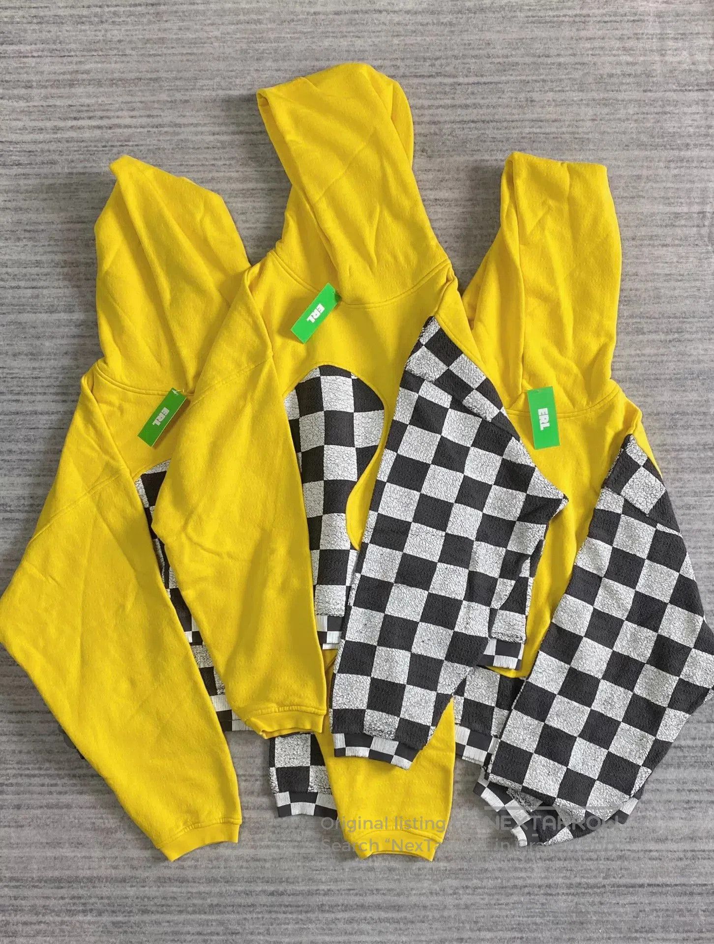 ERL black and yellow checkerboard hooded sweatshirt. Size US XL / EU 56 / 4 - 1 Thumbnail