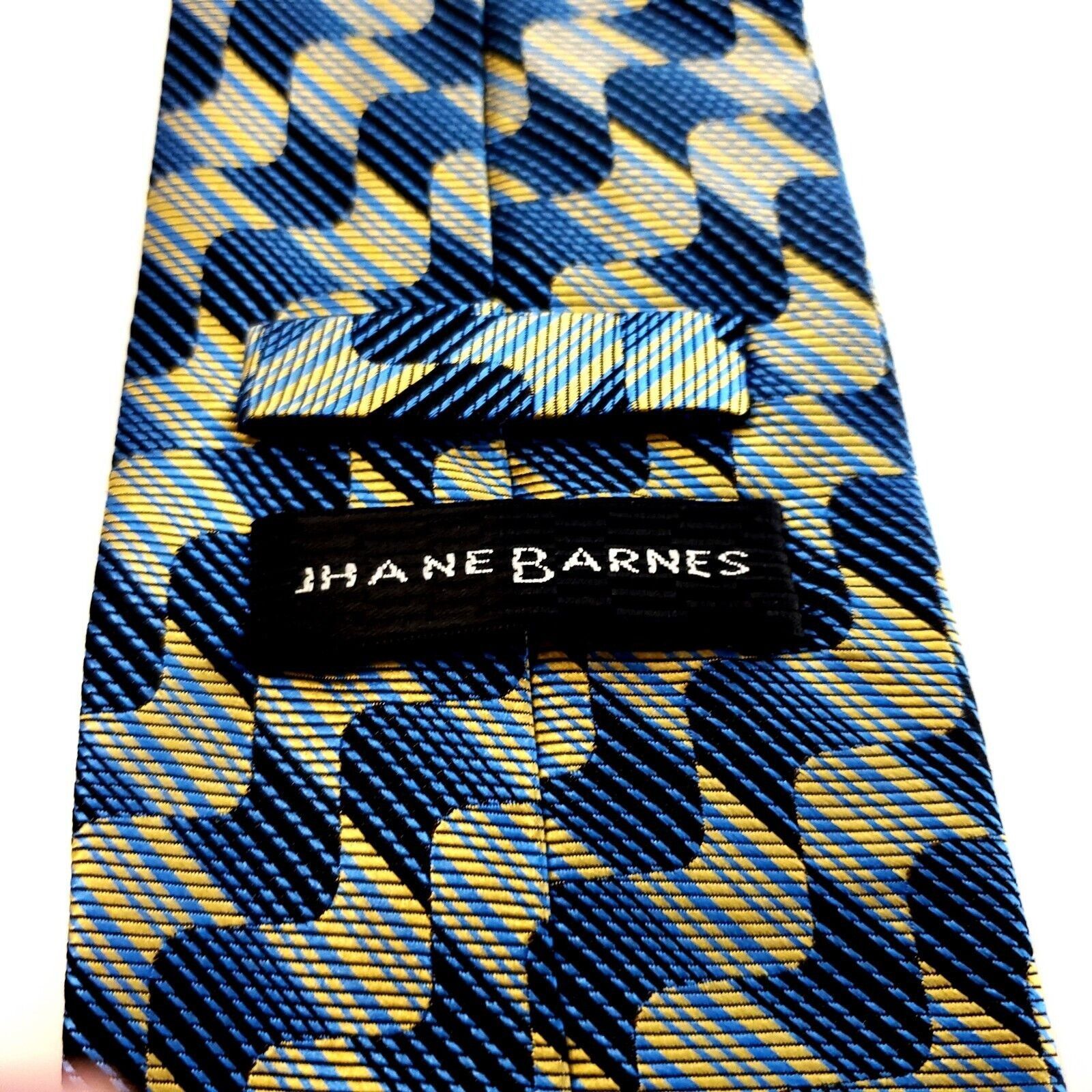 Jhane Barnes Jhane Barnes Woven Blue Yellow Woven Abstract Geometric Silk Size ONE SIZE - 3 Thumbnail