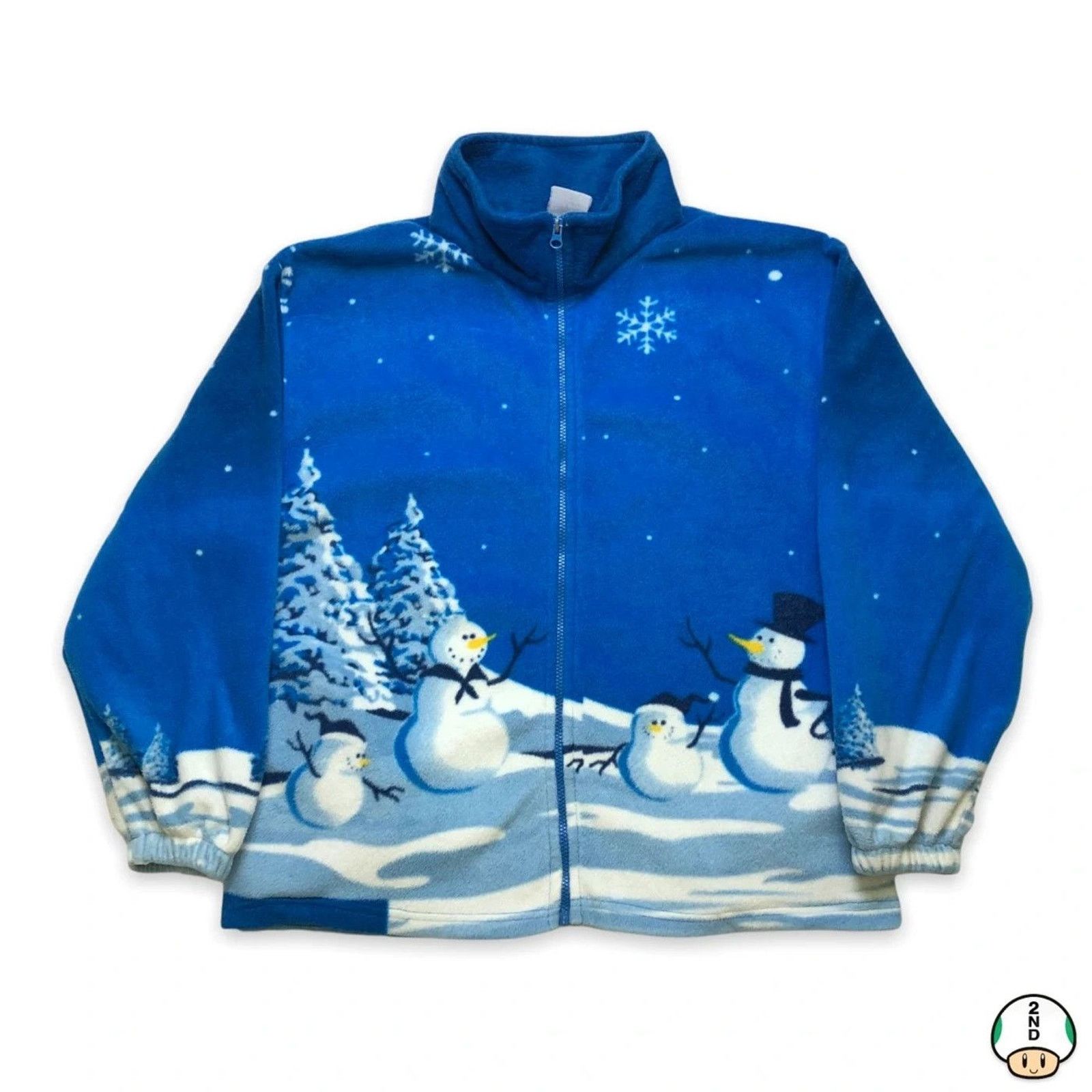 Vintage Vintage Christmas Snowman Fleece Winter Full Zip AOP Jacket Size US M / EU 48-50 / 2 - 1 Thumbnail