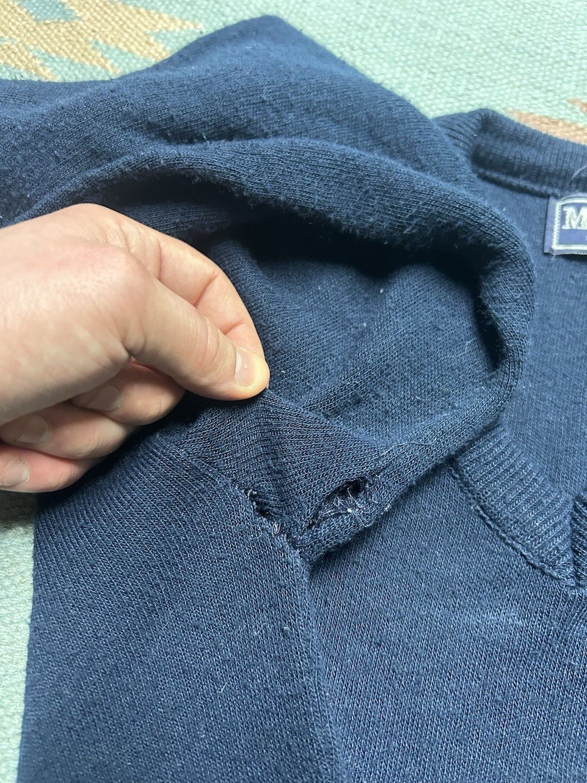 Vintage Vintage sweater v neck Blue Lake Michigan acrylic navy small Size US S / EU 44-46 / 1 - 5 Thumbnail