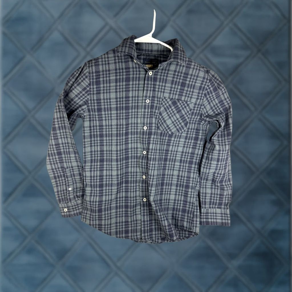 Vintage Mason James Shirt Mens Medium Blue Plaid Flannel Button Front Long Sleeve Size US M / EU 48-50 / 2 - 1 Thumbnail