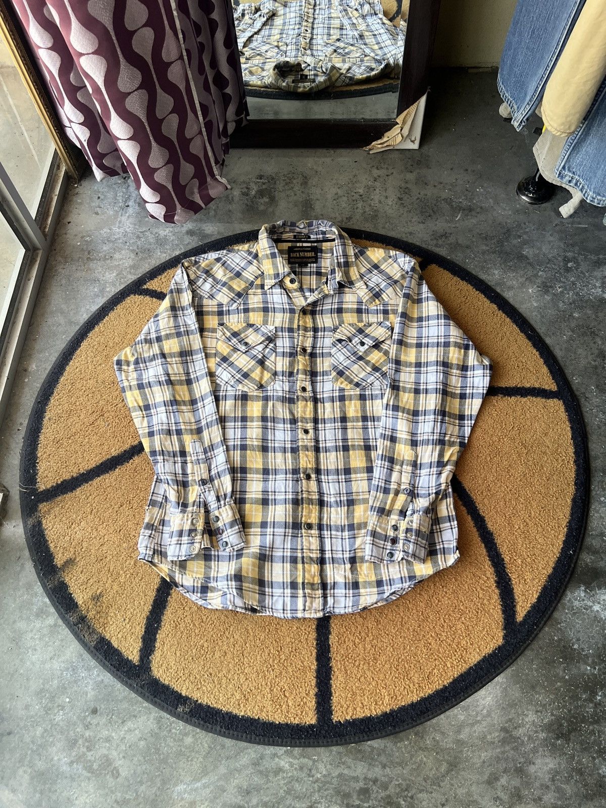Japanese Brand 🔥Distressed Back Number X Rough X Plaid Flannel Size US M / EU 48-50 / 2 - 1 Thumbnail