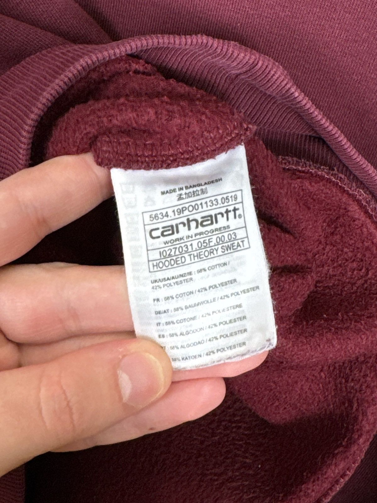 Carhartt Wip Carhartt WIP Hoodie Hooded Theory Sweat Burgundy Sz XL Size US XL / EU 56 / 4 - 13 Thumbnail