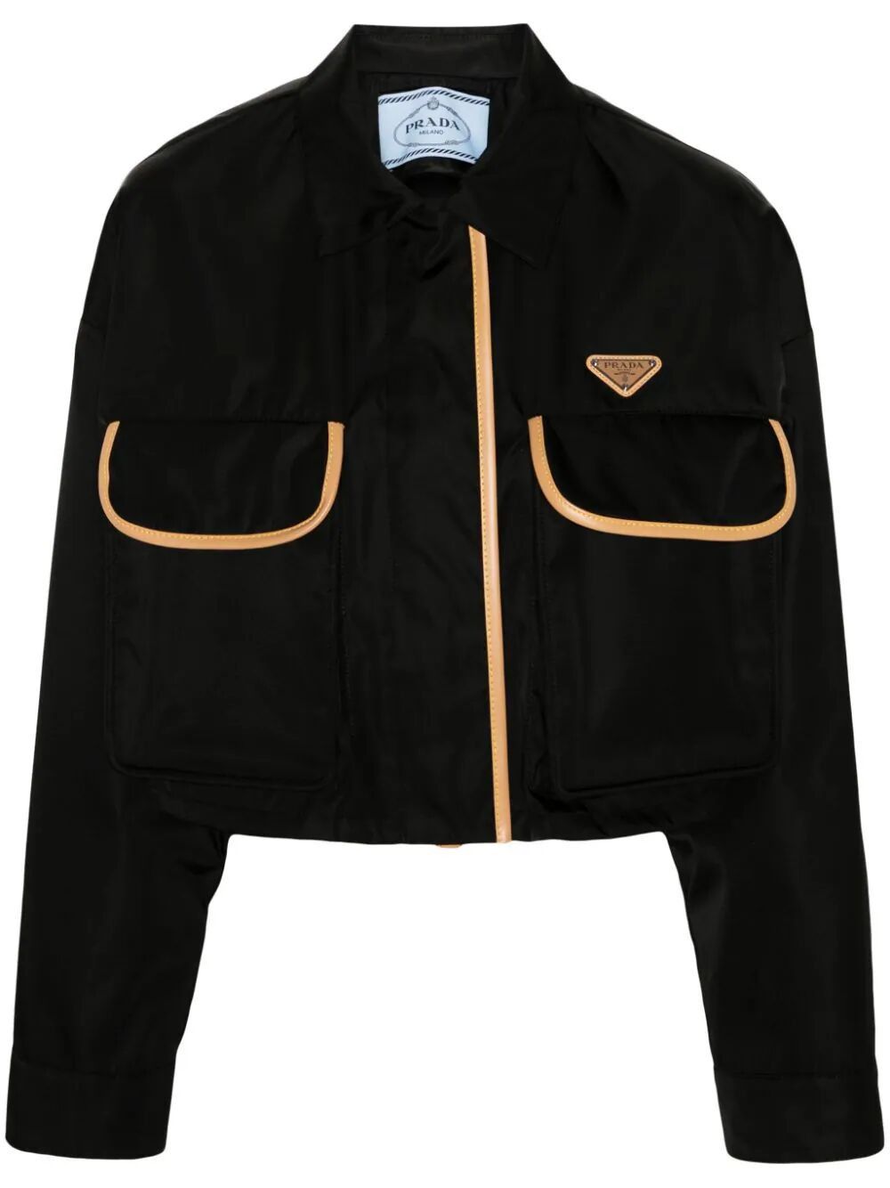 image of Prada Logo Crop In Re-Nylon Jacket Size 38 in Black, Women's