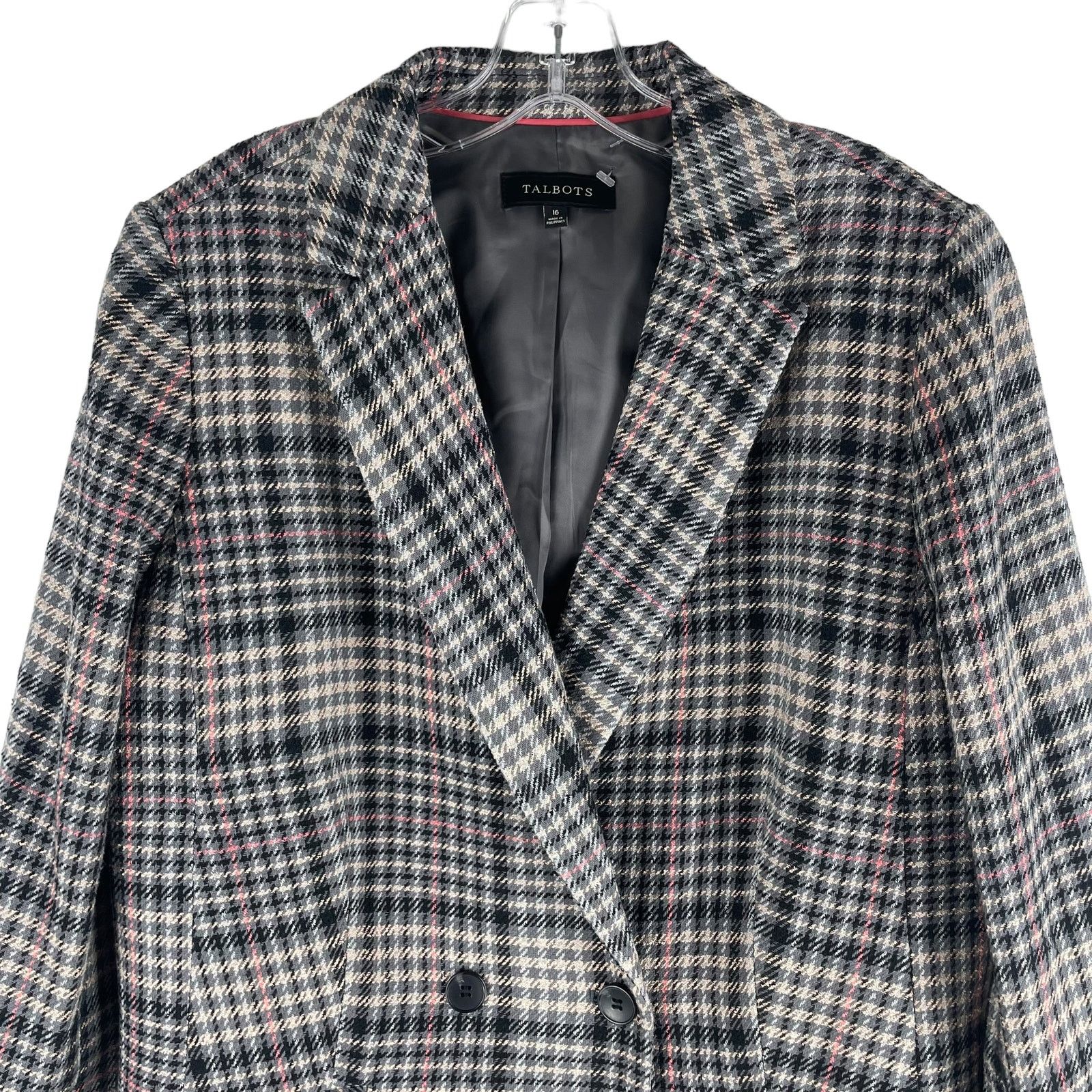 Other Talbots Double Breasted Bradwell Plaid Blazer Jacket Gray 16 Size XXL / US 16-18 / IT 52-54 - 6 Thumbnail