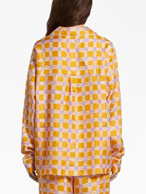 Marni o1w1db10824 Check Fields Silk Shirt in Multicolor Size L / US 10 / IT 46 - 3 Thumbnail