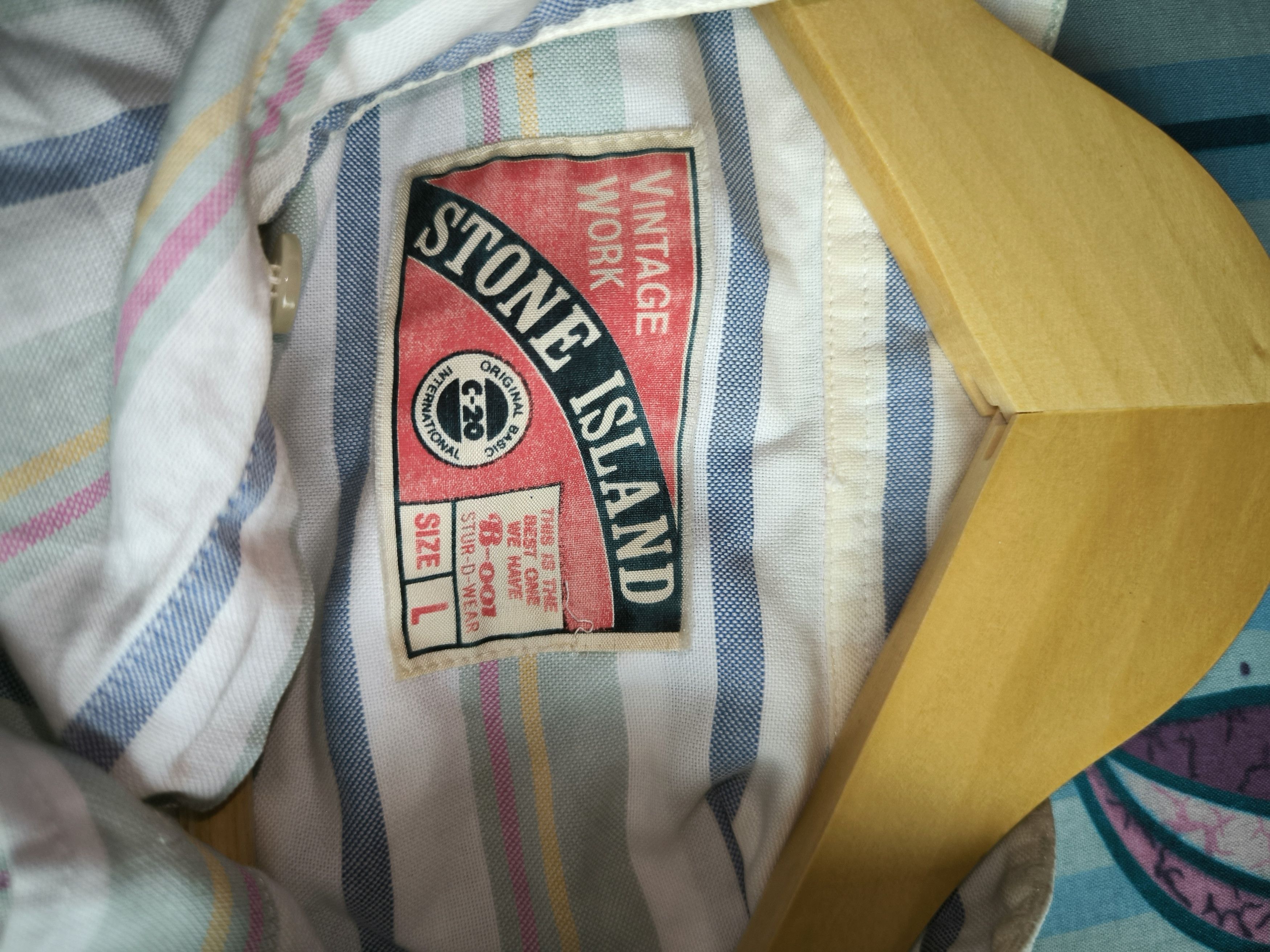 Vintage Vintage Work Stone Island Mandarin Collar Striped Size US L / EU 52-54 / 3 - 7 Thumbnail