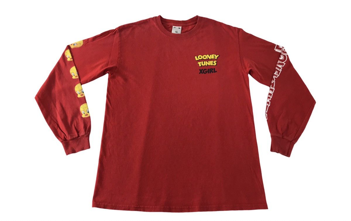 Japanese Brand X-Girl X Looney Tunes Tweety Spell Out Side Tape Sleeve Tee Size US M / EU 48-50 / 2 - 1 Thumbnail