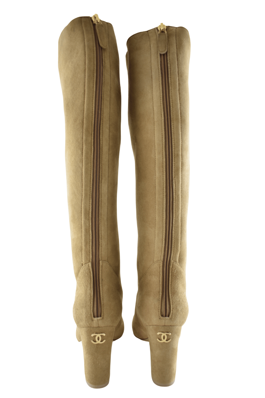 Chanel Chanel 24K Shearling Fur Logo Knee High Block Heel Boot 37.5 Size US 7.5 / IT 37.5 - 22 Thumbnail