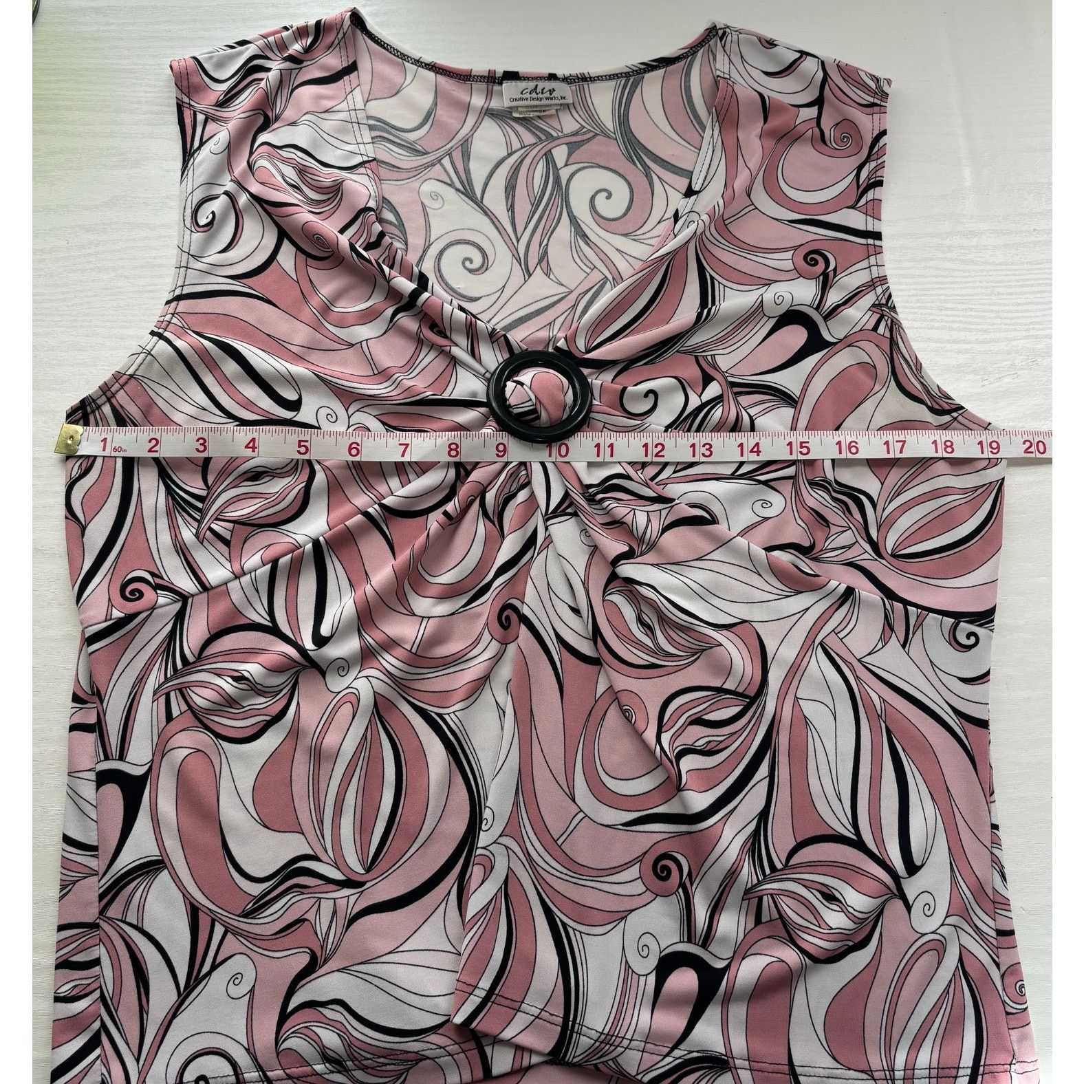 Other CDW Women's Sleeveless V-Neck Blouse XL Pink Black White Size XL / US 12-14 / IT 48-50 - 7 Thumbnail