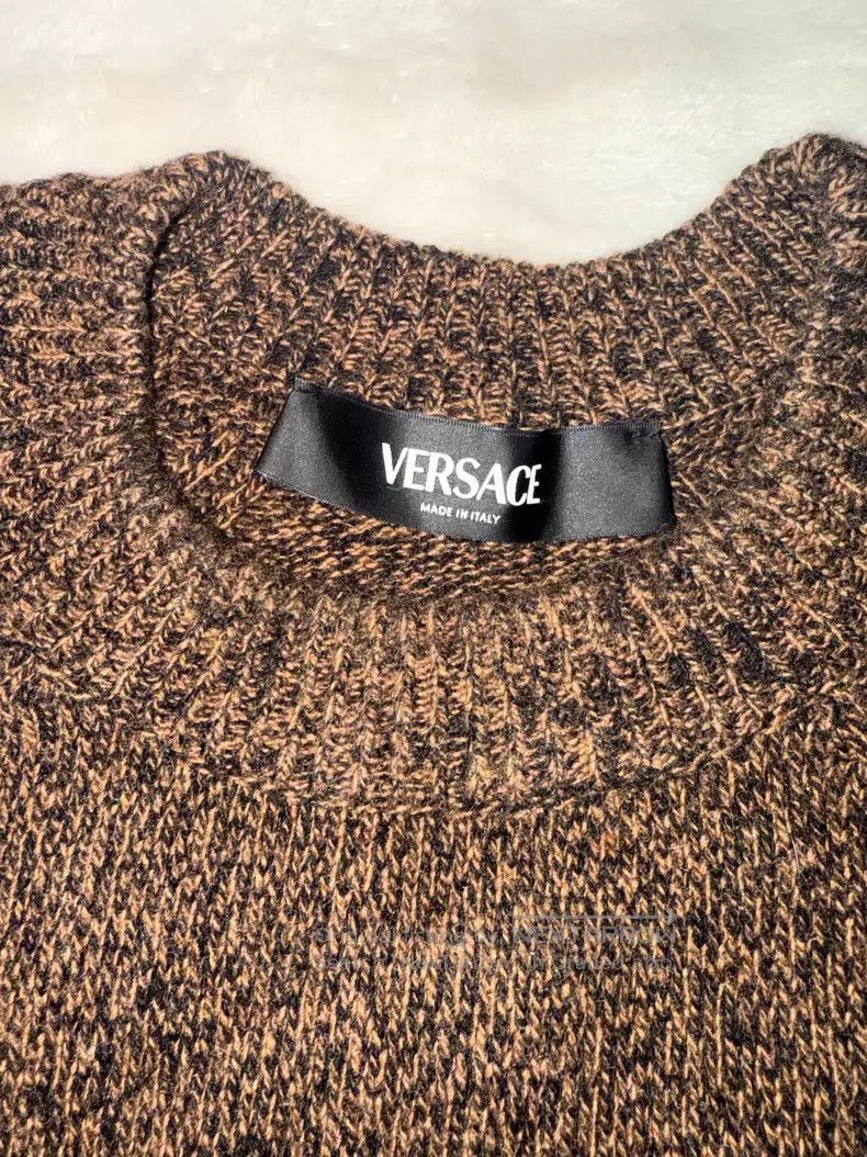 Versace Versace Patterned long-sleeved cashmere knit brown pullove Size US XL / EU 56 / 4 - 3 Thumbnail