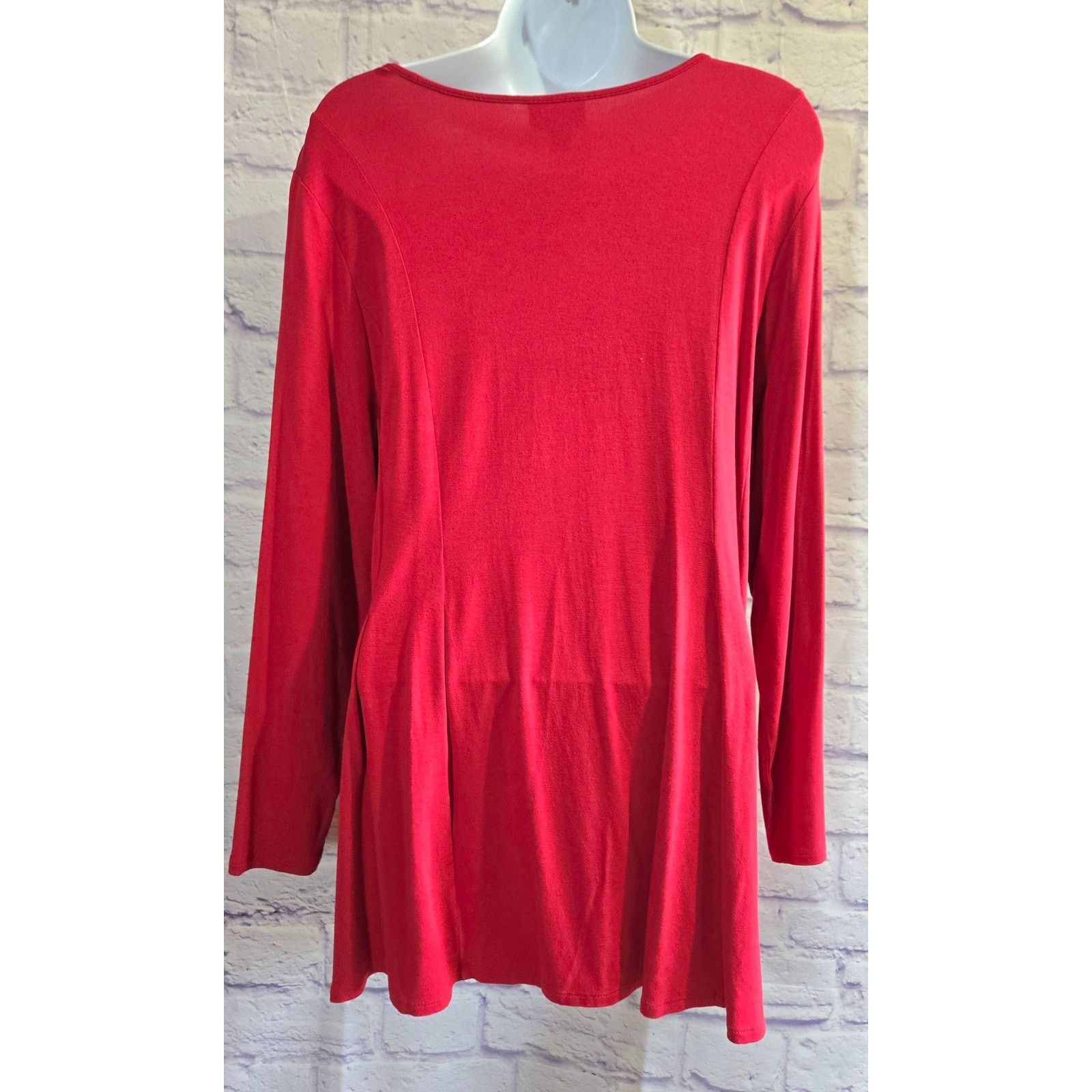 J. Jill J. Jill Red Long Sleeve Liquid Knit Top Large Petite Size L / US 10 / IT 46 - 3 Thumbnail