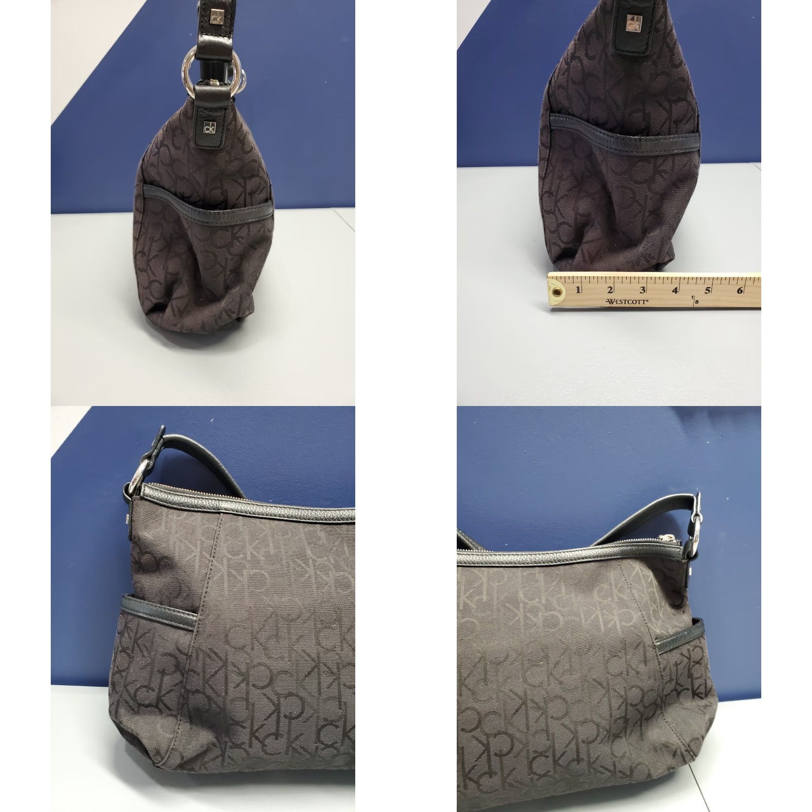 Calvin Klein Calvin Klein Hobo Bag Womens Black Canvas Shoulder Strap Silver Hardware Child? Size ONE SIZE - 8 Thumbnail