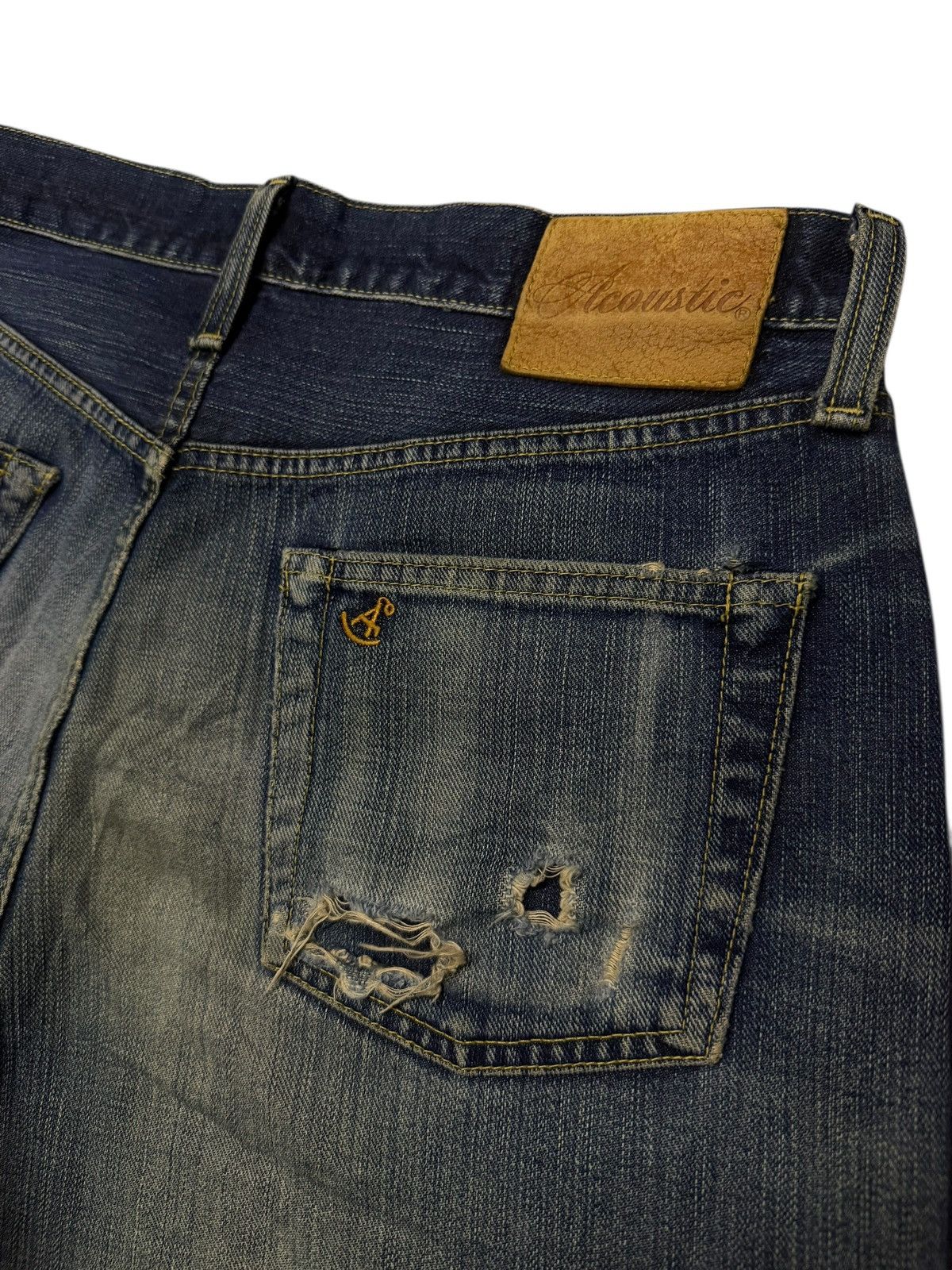 Japanese Brand Vintage 00s Acoustic Japanese Selvedge Denim Jeans | W31 Size US 31 - 11 Thumbnail