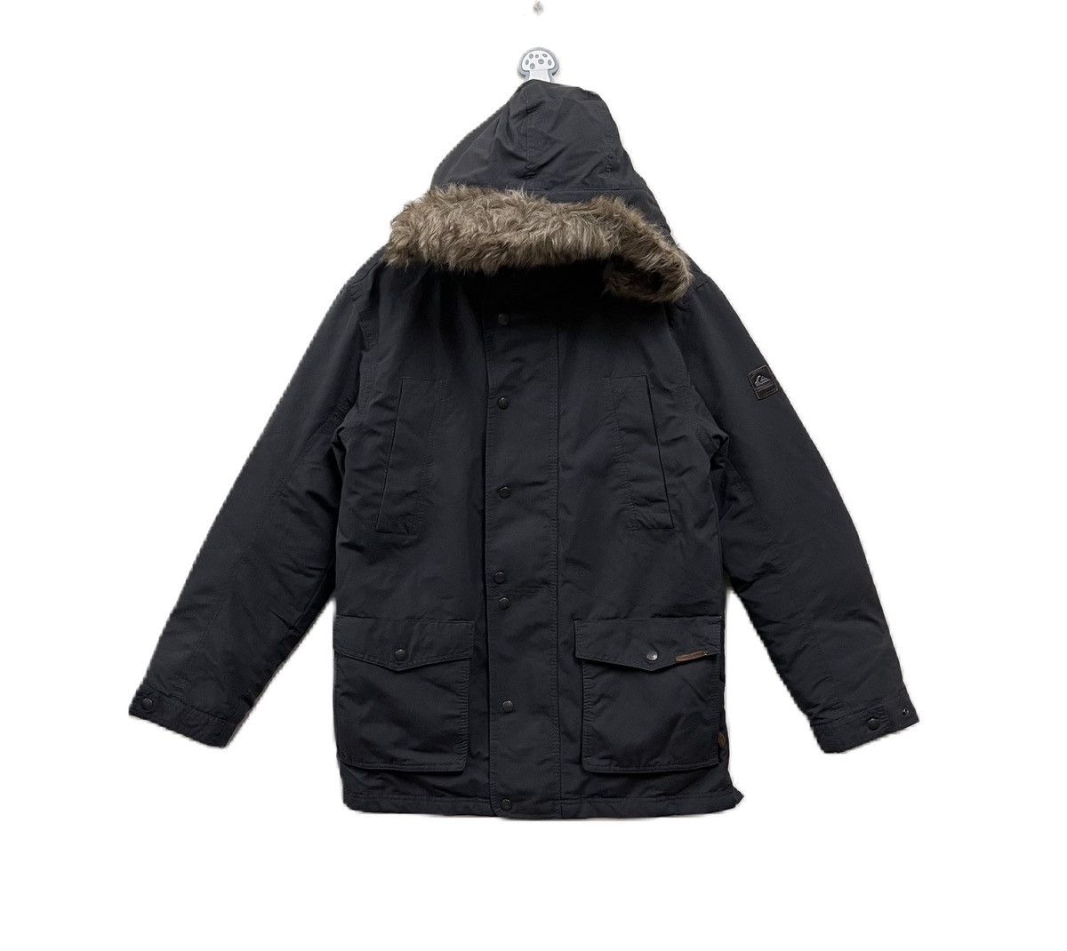 image of Quiksilver Jacket Puffer Fur Hoodie in Grey, Men's (Size Large)