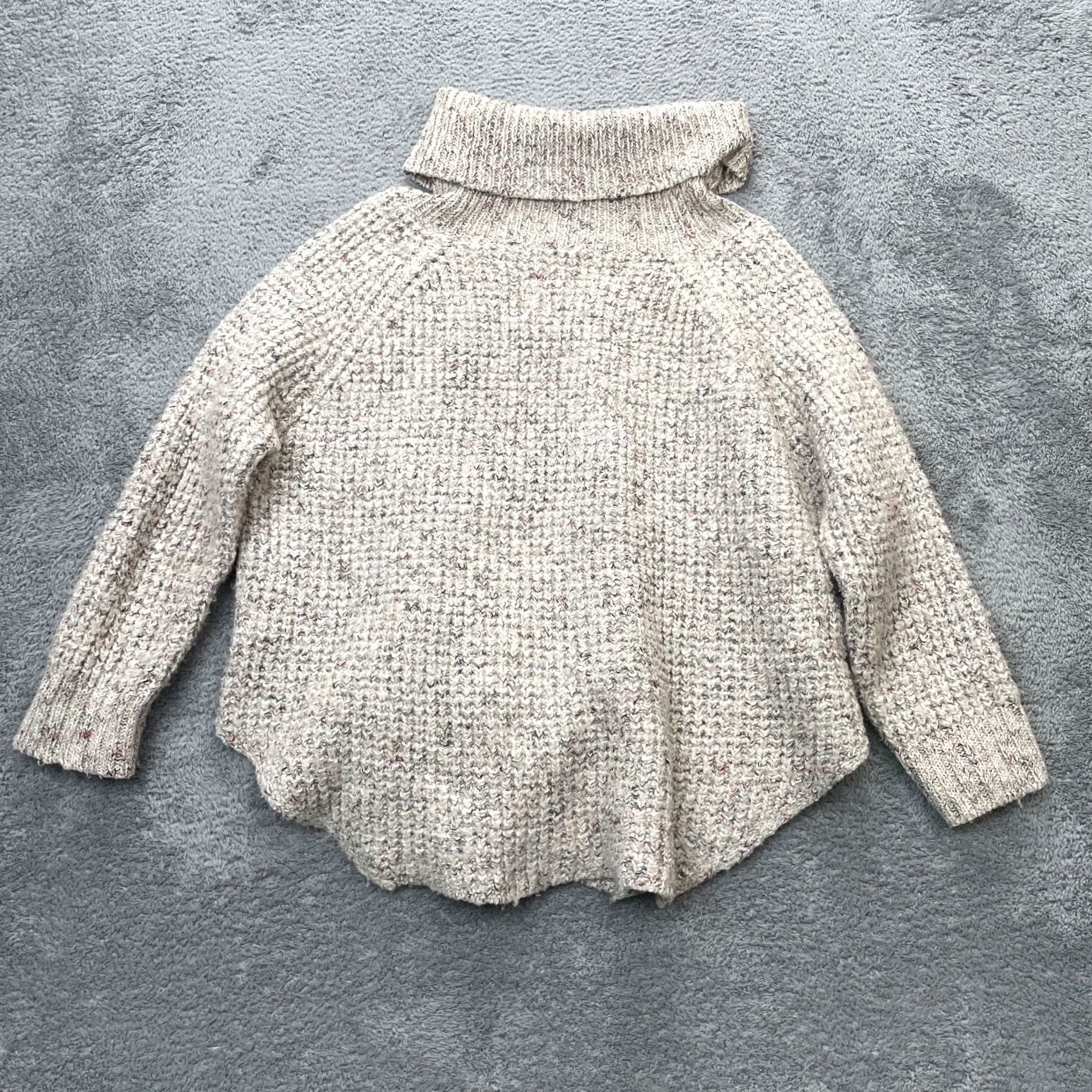 Free People Free People Womens Medium Beige Dylan Turtle Neck Chunky Knit Sweater Size M / US 6-8 / IT 42-44 - 2 Thumbnail