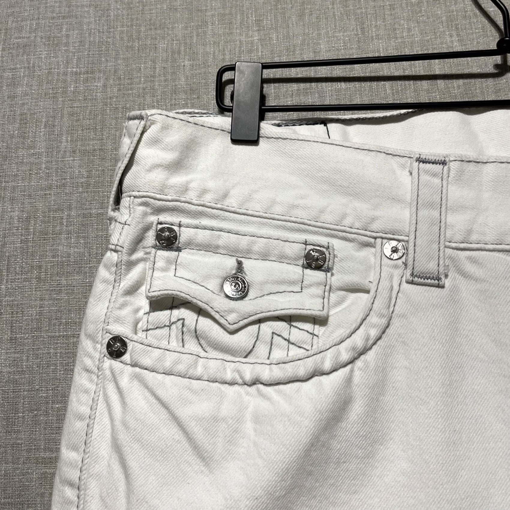 True Religion True Religion Jeans Women's Straight 40X31 White Gray Stitch Flap NEW 90s Logo USA Size 26" / US 2 / IT 38 - 4 Thumbnail