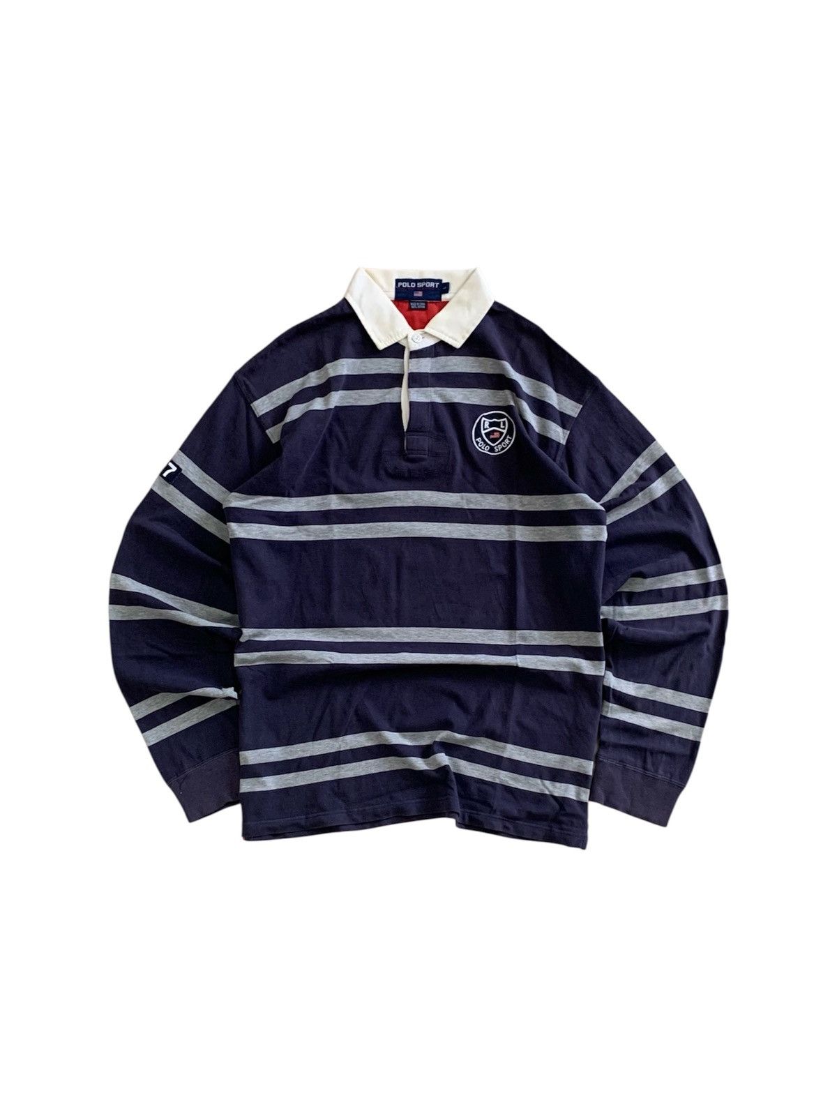 Polo Ralph Lauren Vintage Polo Sport P-67 Stripe Rugby Shirt Size US L / EU 52-54 / 3 - 1 Thumbnail