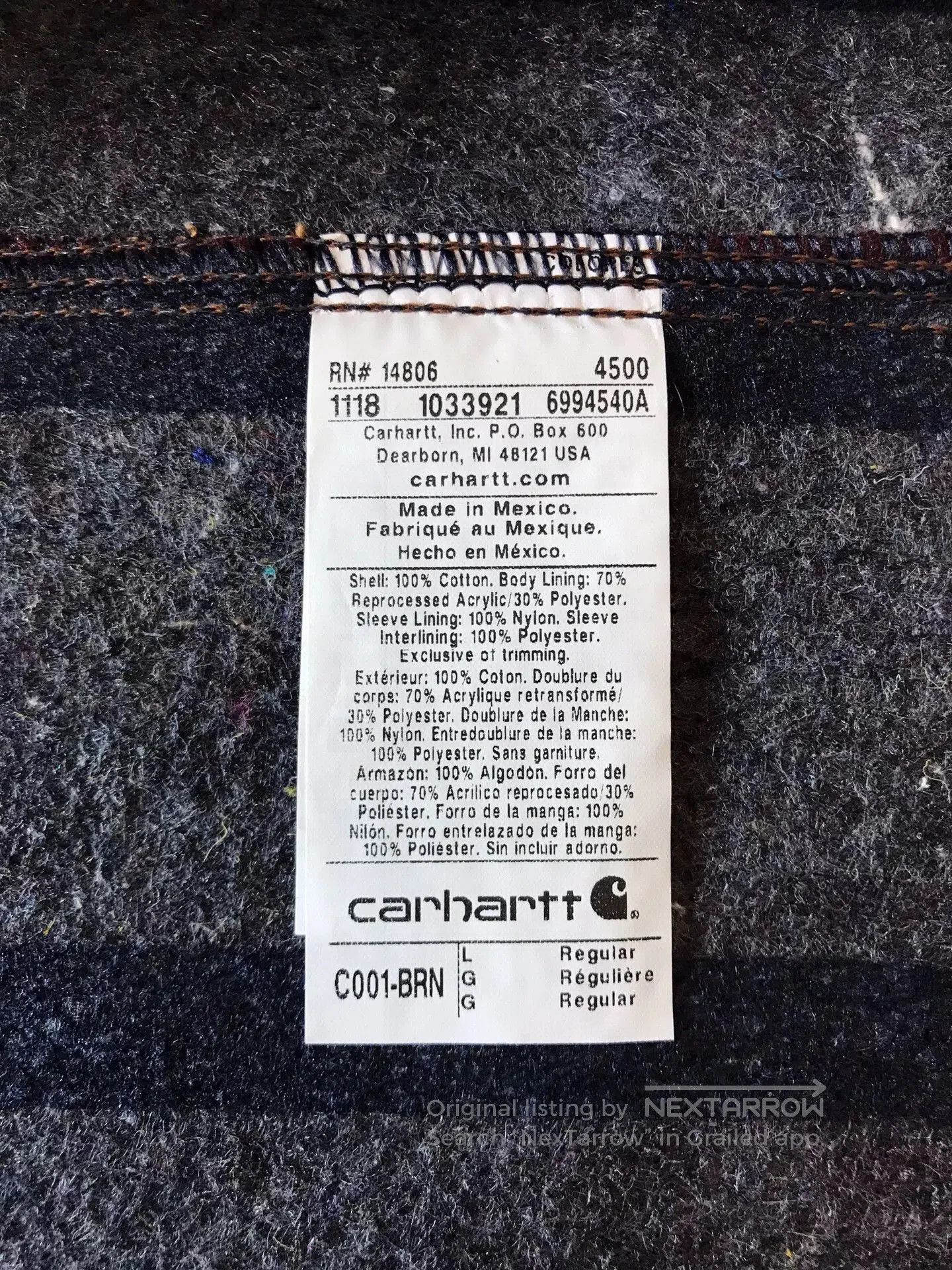 Carhartt Carhartt C001 Brown Canvas Work Jacket. Size US L / EU 52-54 / 3 - 9 Thumbnail