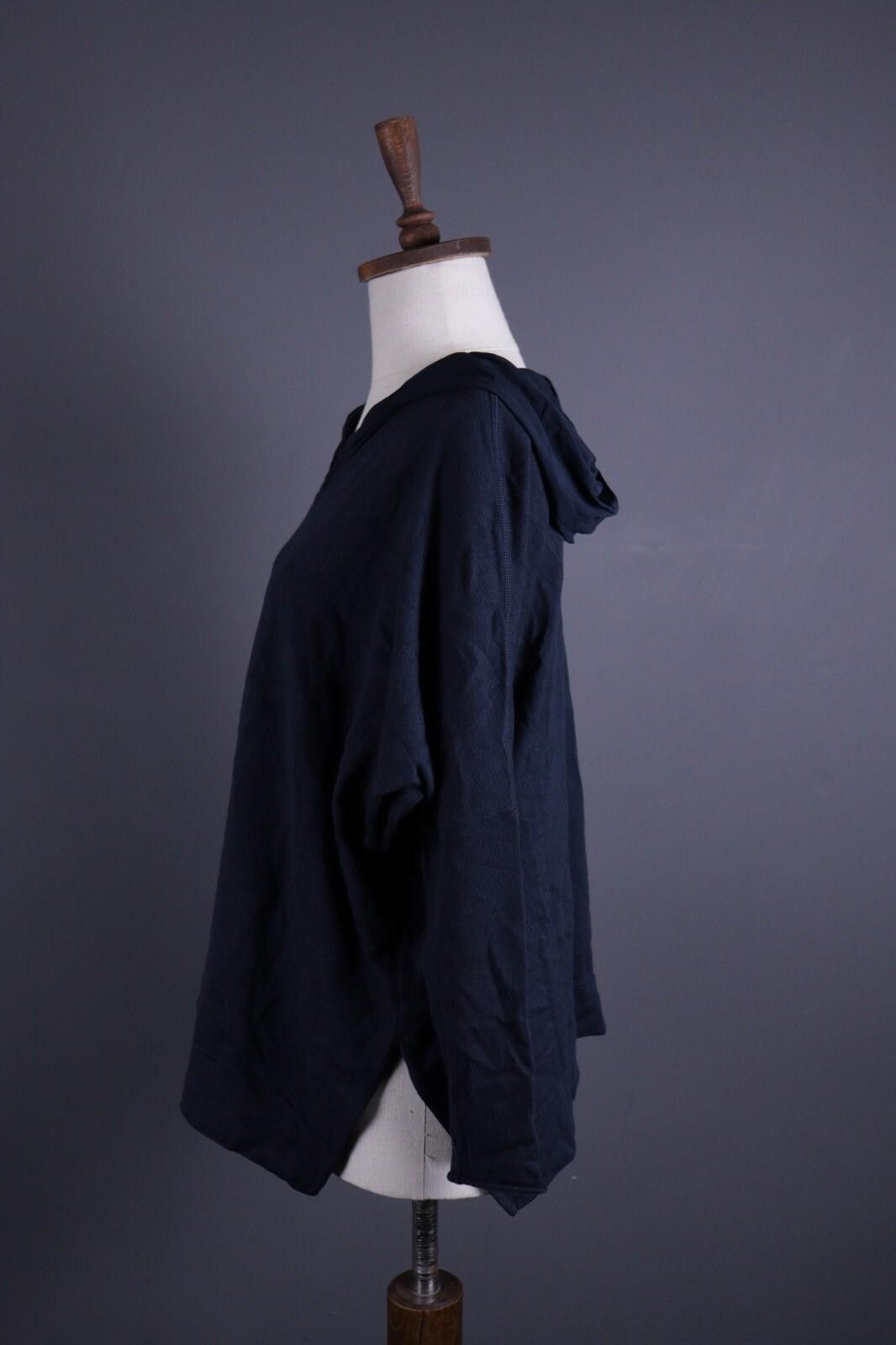 Designer Annette Gortz Dark Blue Wool Hooded Oversized Sweater Size M Size M / US 6-8 / IT 42-44 - 5 Thumbnail