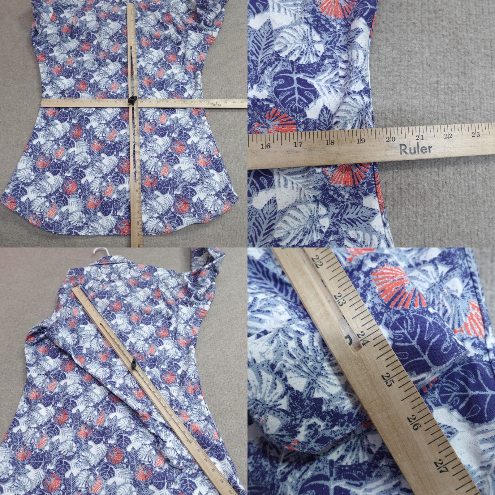 Gloverall Holland & Sherry Shirt Large Blue Floral Print All Over Cotton Custom Made Size US L / EU 52-54 / 3 - 8 Thumbnail
