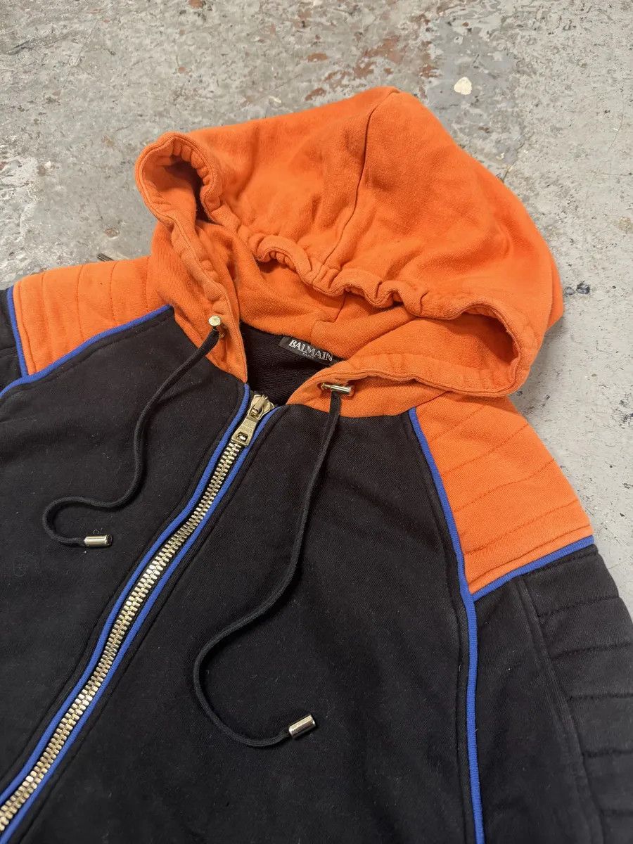 Balmain Balmain Navy & Orange Biker Zip-up Hoodie Size US M / EU 48-50 / 2 - 8 Thumbnail