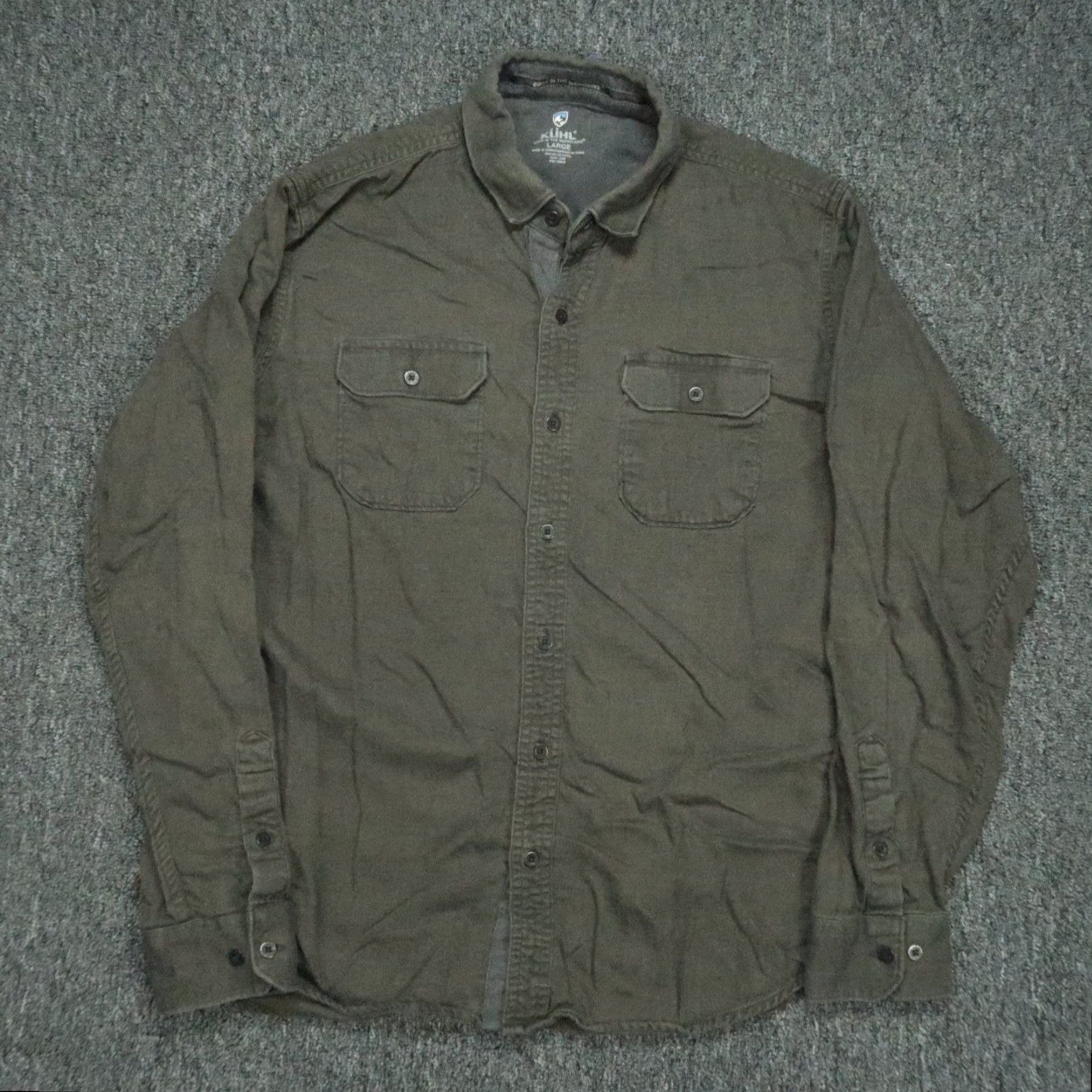 Vintage Kuhl Shirt Men L Gray Flannel Long Sleeve Button-Up Casual Lightweight Breathable Cotton Lyocell Size US L / EU 52-54 / 3 - 2 Thumbnail