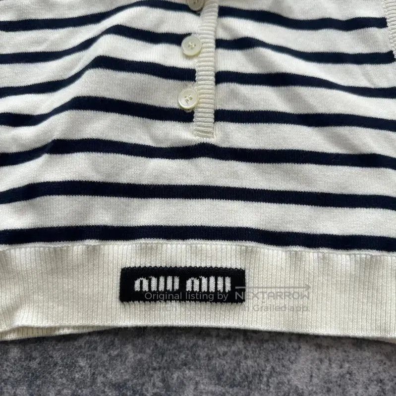 Miu Miu Miu Miu Striped Cotton Crop Top for Women . Size L / US 10 / IT 46 - 3 Thumbnail