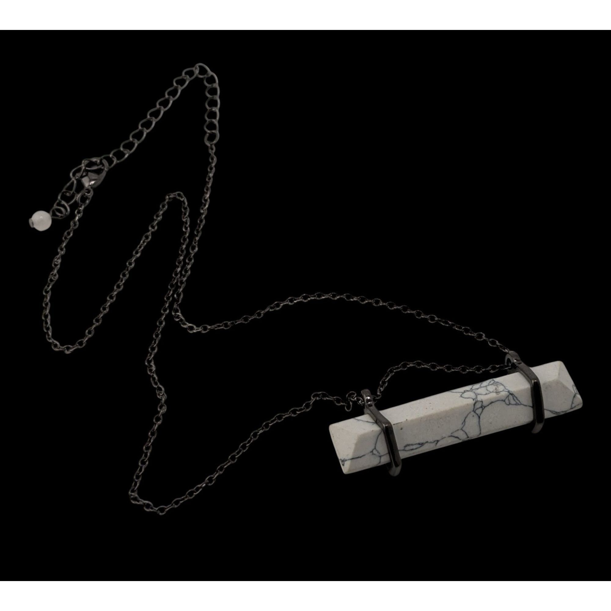 Other Modern Marbled Howlite Bar Pendant Necklace With Gunmetal To Size ONE SIZE - 1 Thumbnail