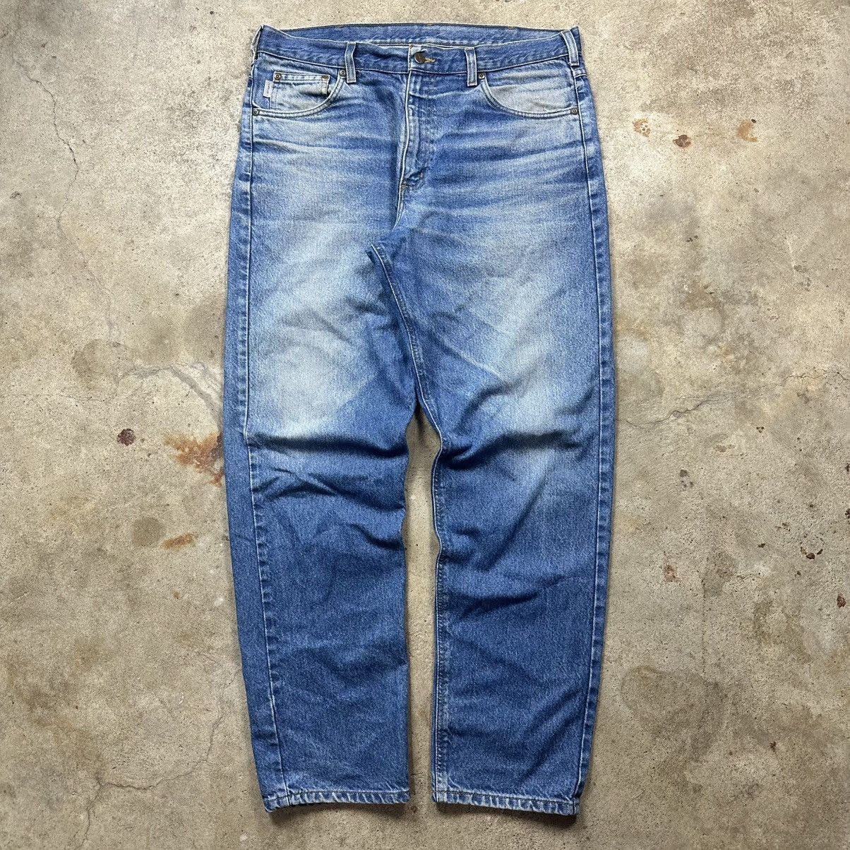Carhartt Vintage 90s Faded Blue Denim Carhartt Baggy Skater Jeans Size US 36 / EU 52 - 1 Thumbnail