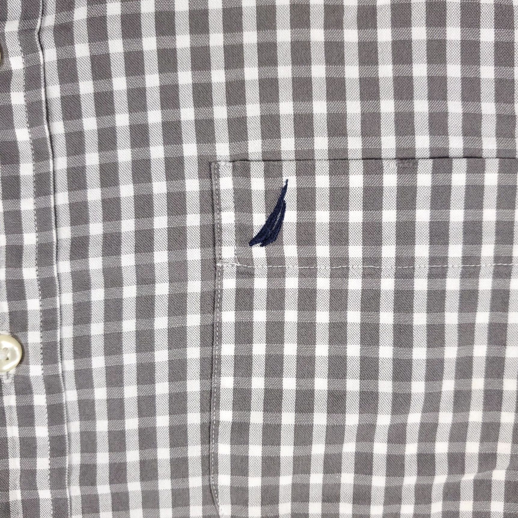 Nautica Nautica Dress Shirt Mens 17.5 Beige Check Long Sleeve Button Up Size 17.5 Adult Regular Mens Size 46R - 2 Thumbnail