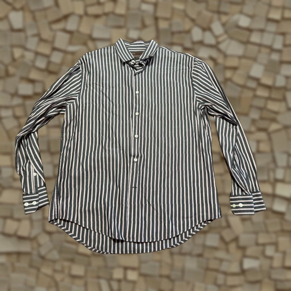 Perry Ellis Perry Ellis Shirt Men's Large Grey White Red Stripe Button Up Shirt City Fit Size US L / EU 52-54 / 3 - 1 Thumbnail