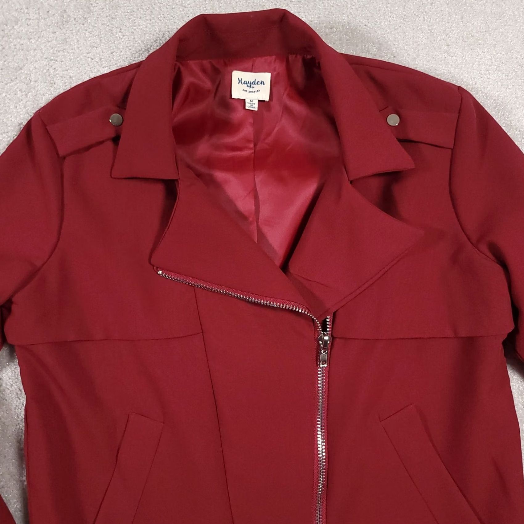 Vintage Hayden Los Angeles Coat Women's Medium Red Zip Collared Lined Outerwear Size M / US 6-8 / IT 42-44 - 3 Thumbnail