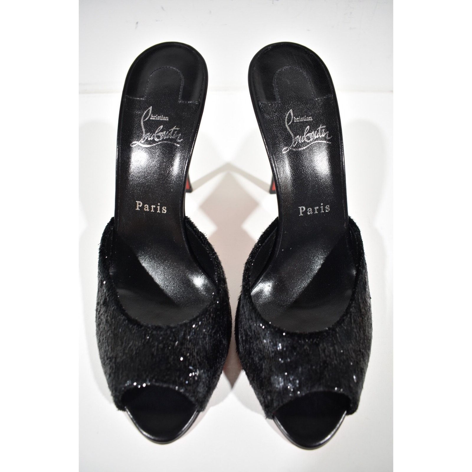 Me Dolly 100 Black Backless Sandal Slide Mule Heel Pump 36.5