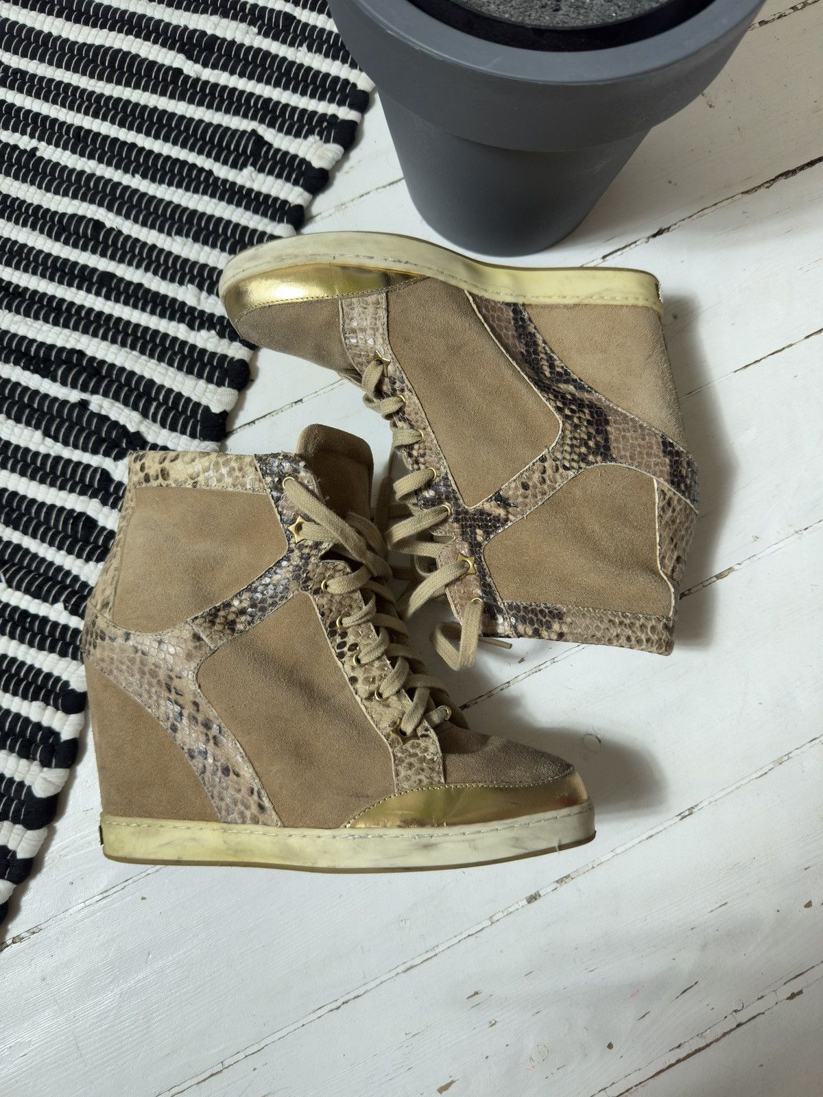 Jimmy Choo VINTAGE JIMMY CHOO BECKETT HIGH PLATFORM SNEAKERS SHOES Size US 10 / IT 40 - 16 Thumbnail