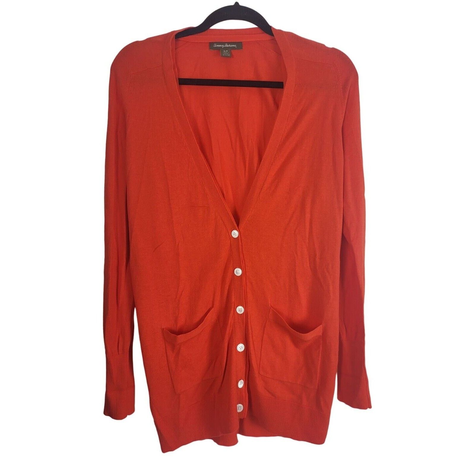 Tommy Bahama Tommy Bahama Cardigan S/P Womens Orange Long Sleeve Pockets Size S / US 4 / IT 40 - 1 Thumbnail
