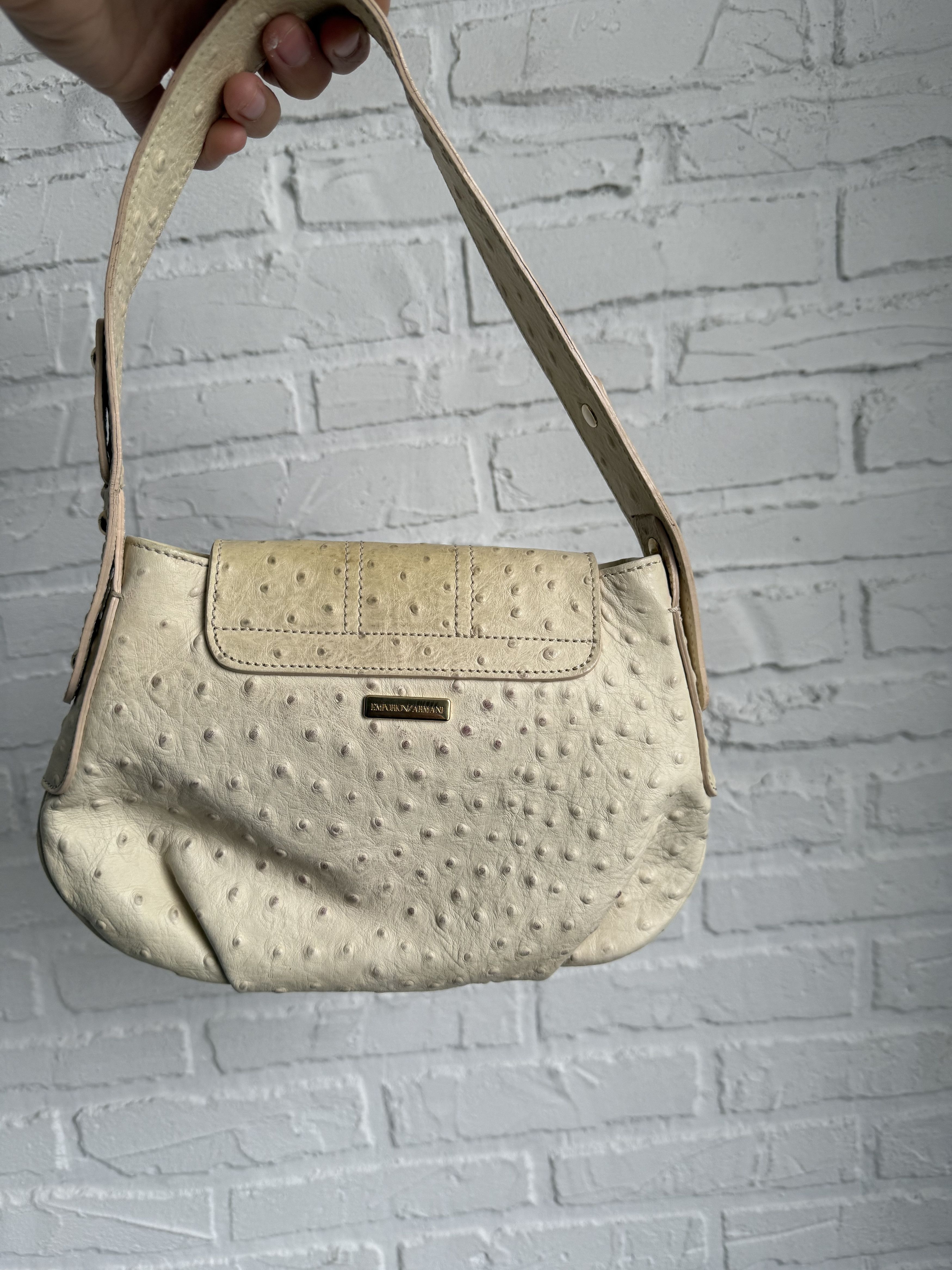 Emporio Armani Vintage 2000s Emporio Armani ostrich leather hand bag Size ONE SIZE - 4 Thumbnail