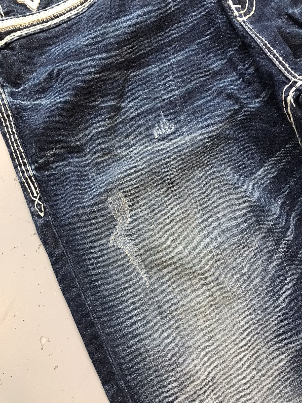 Vintage rock revival stitch embroidered denim