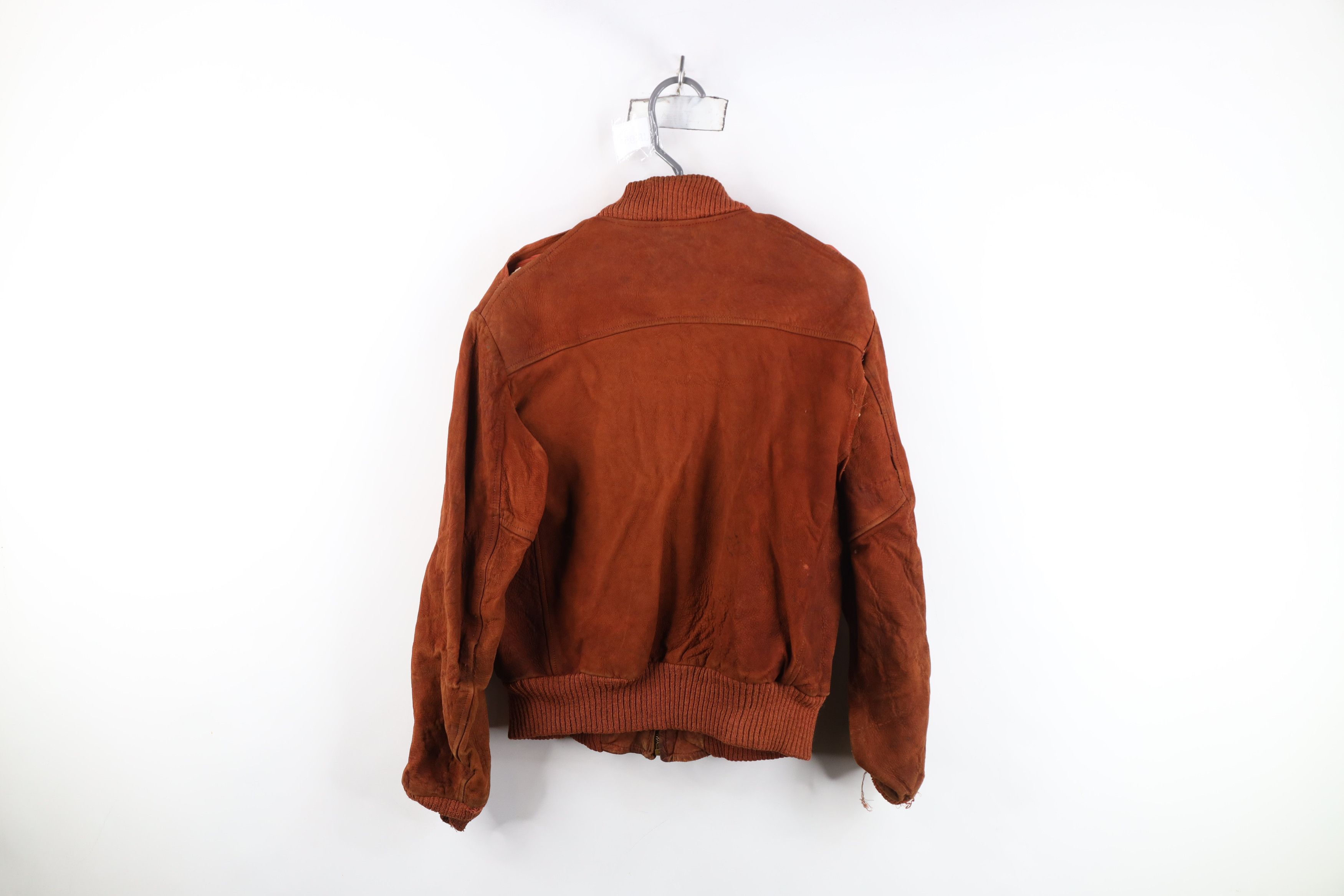 Vintage AS IS Vintage 50s Leather Bomber Jacket Burnt Orange USA Size US XXL / EU 58 / 5 - 13 Thumbnail