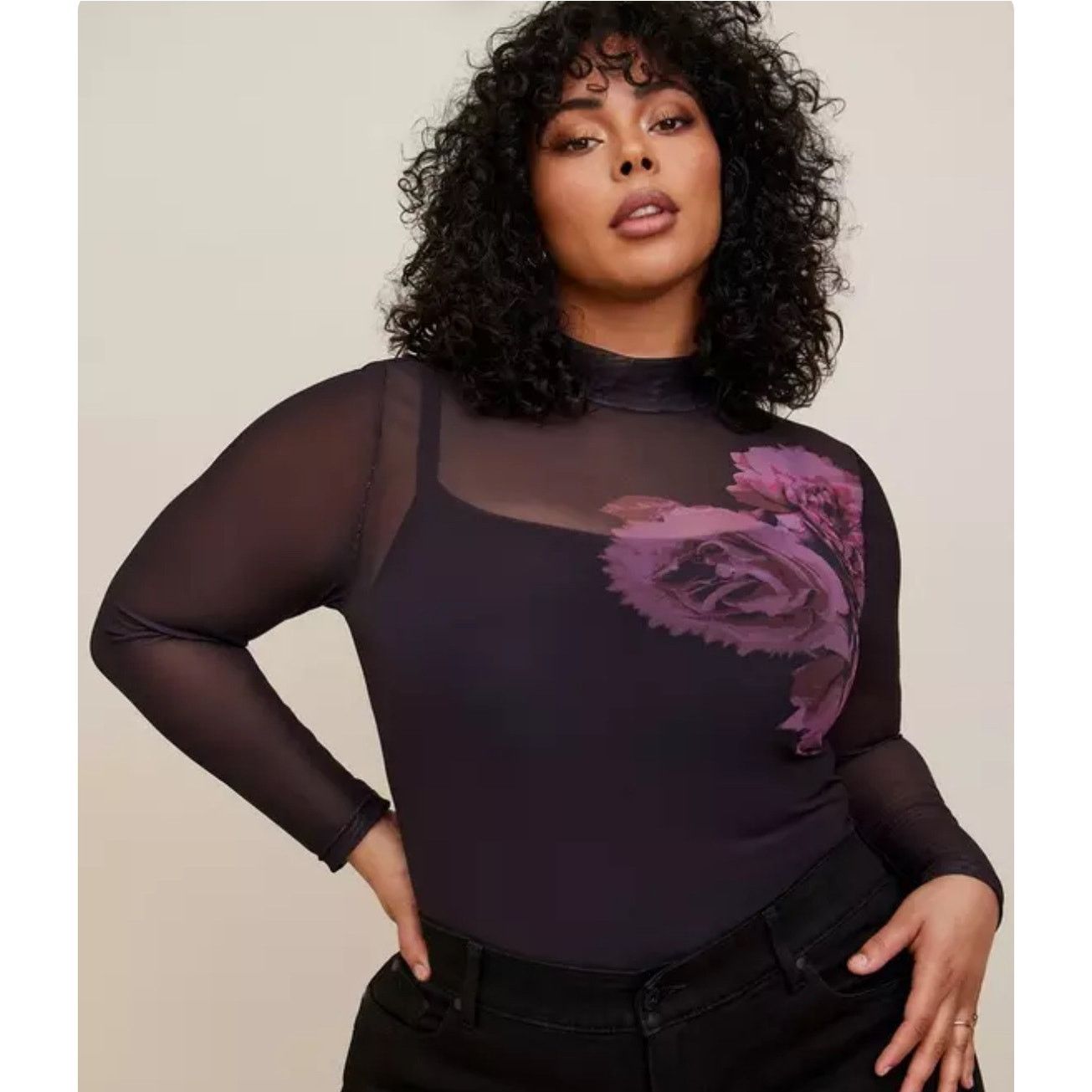 Other Torrid Floral Mesh Turtleneck Long Sleeve Tee size 5X Size 4XL / US 24-26 - 1 Thumbnail
